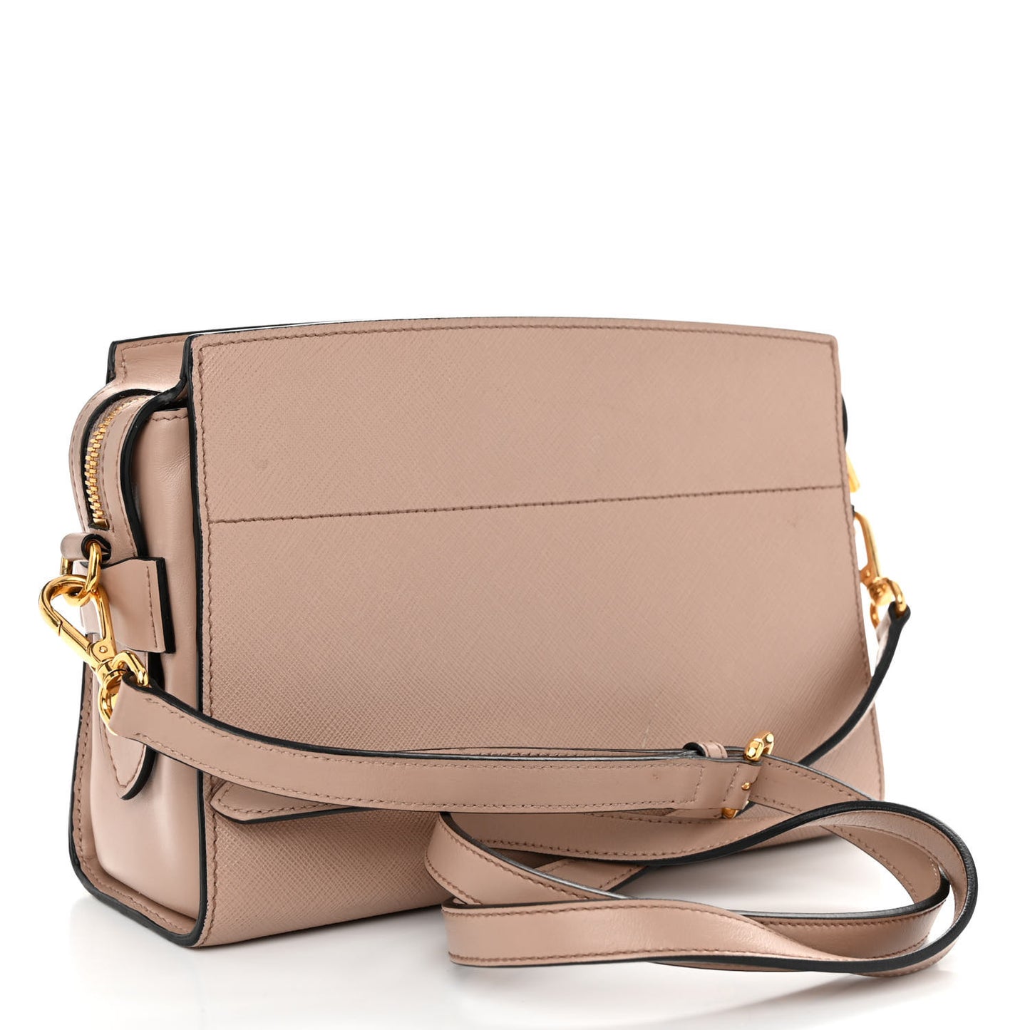 Saffiano City Calfskin Esplanade Crossbody Bag Cipria