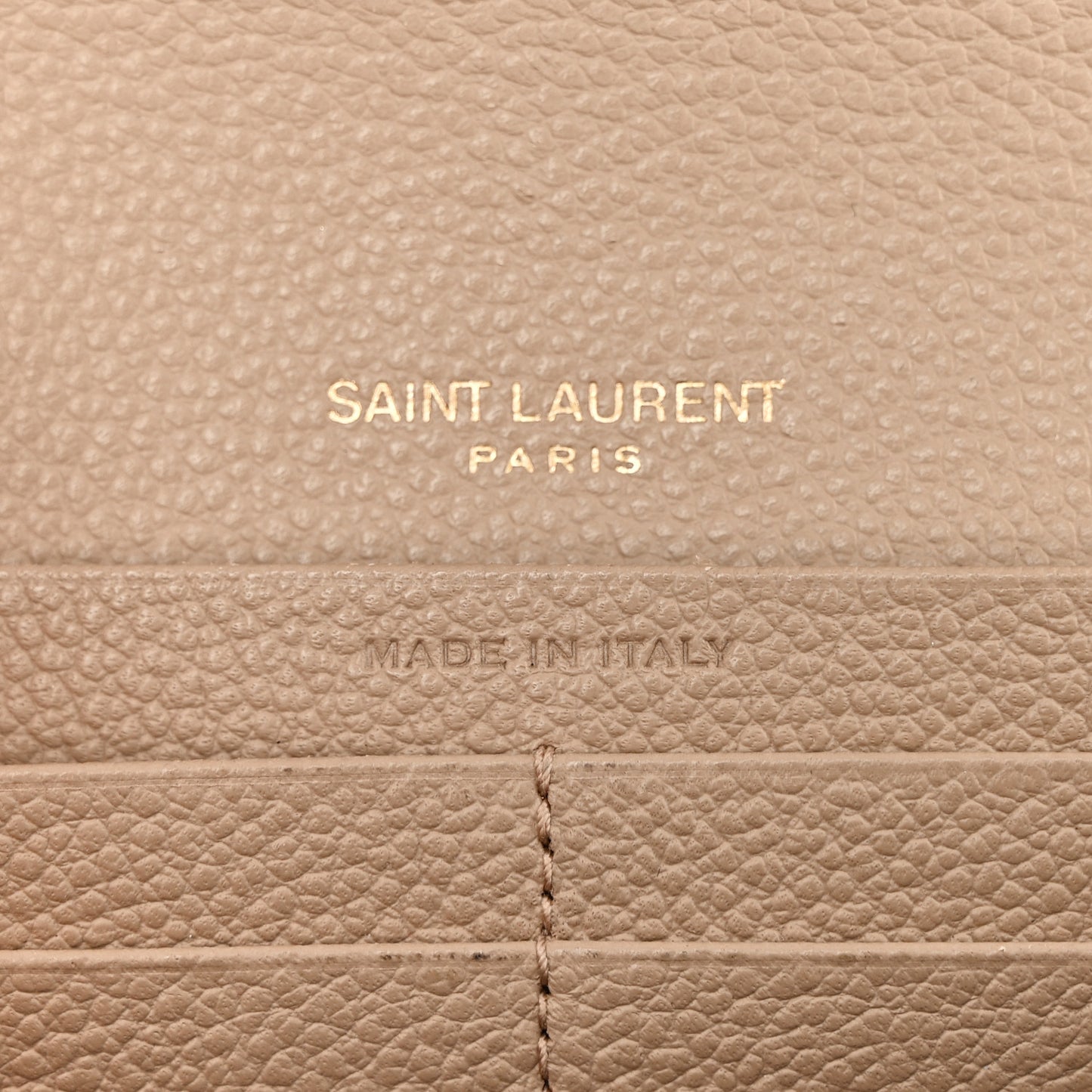 Grained Calfskin Monogram Large Flap Wallet Beige