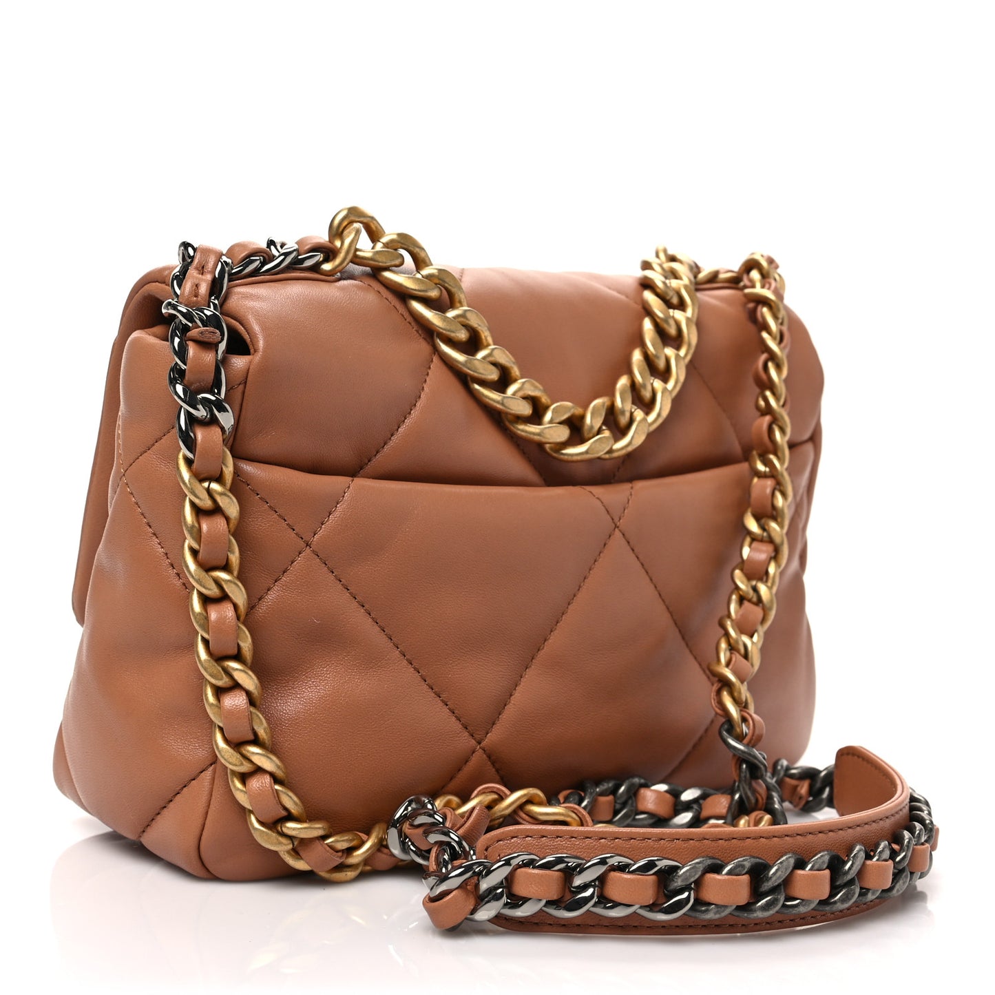 Lambskin Quilted Medium Chanel 19 Flap Brown