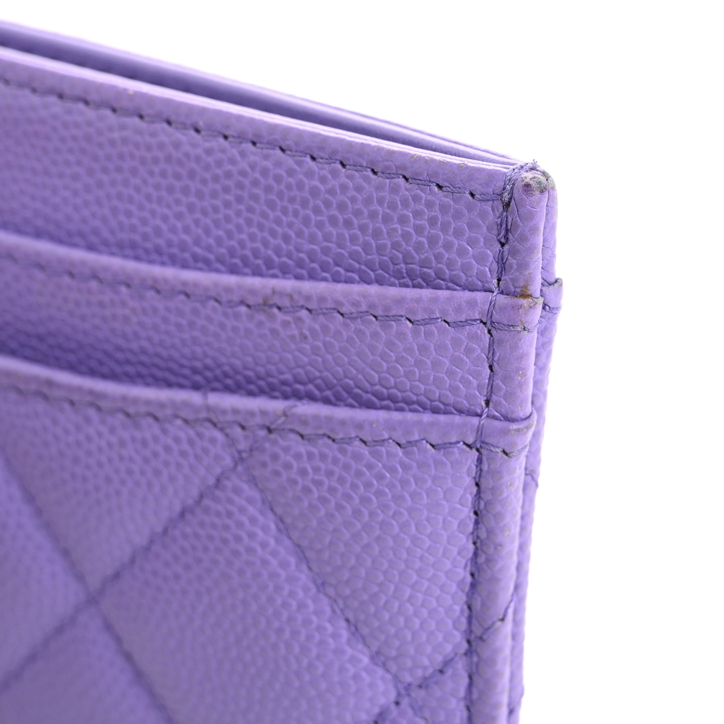 Caviar Quilted Card Holder Purple