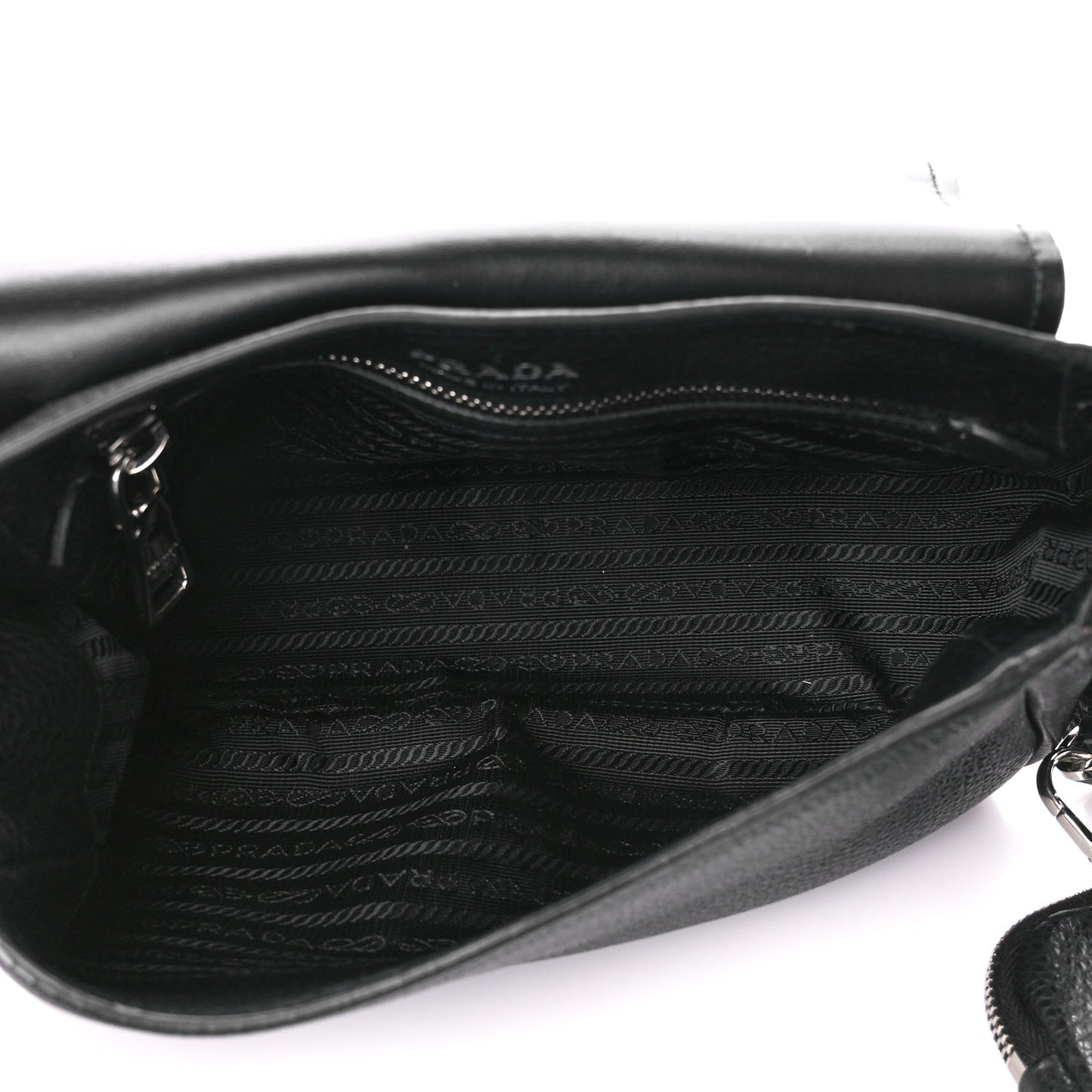 Vitello Daino Soft Shoulder Flap Bag Black