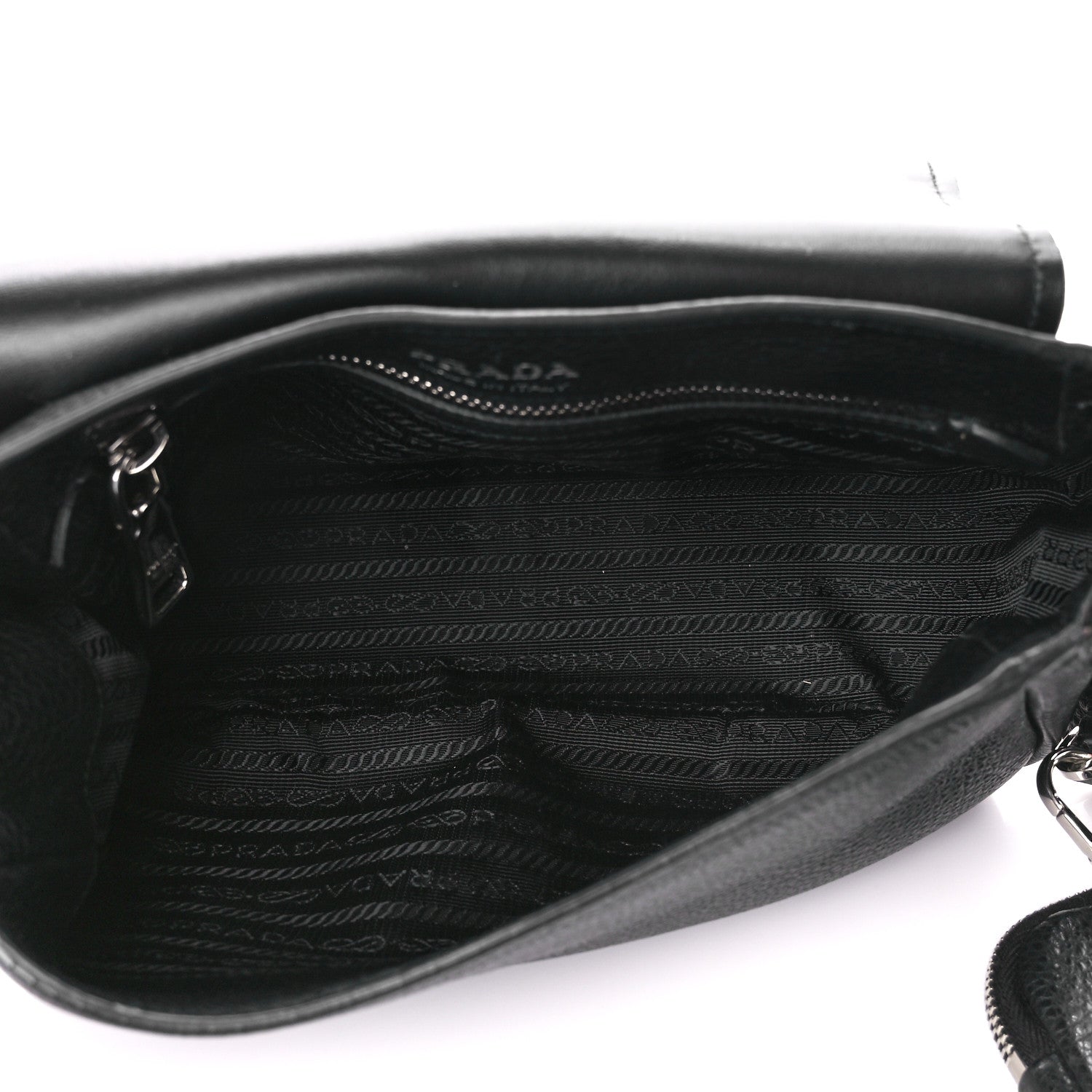 Prada Vitello Daino Soft Shoulder Flap Bag Black 5 of 11