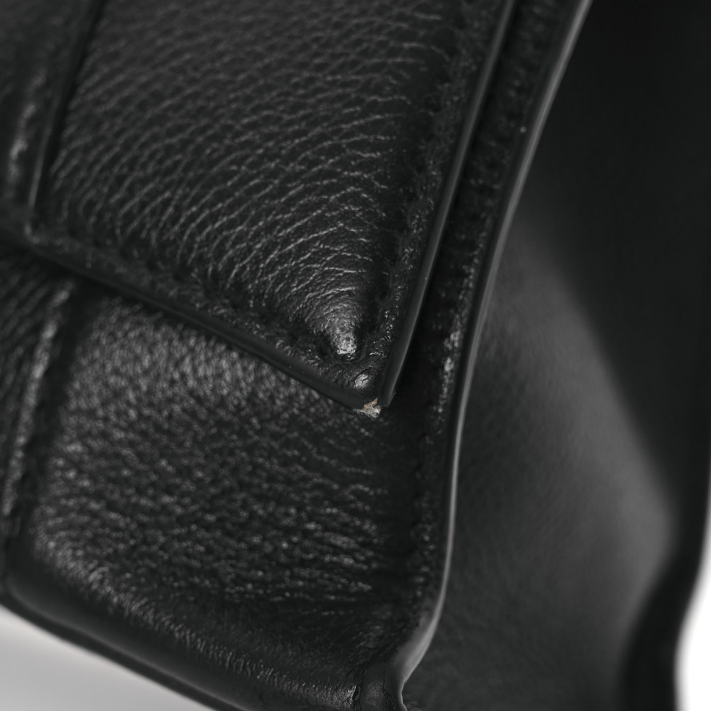 Grained Calfskin Small Hourglass Top Handle Bag Black