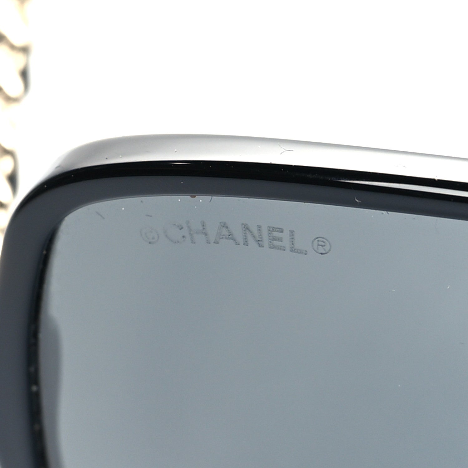 Chanel Acetate Metal Calfskin Square Chain Sunglasses 5210-Q Black Gray 7 of 9