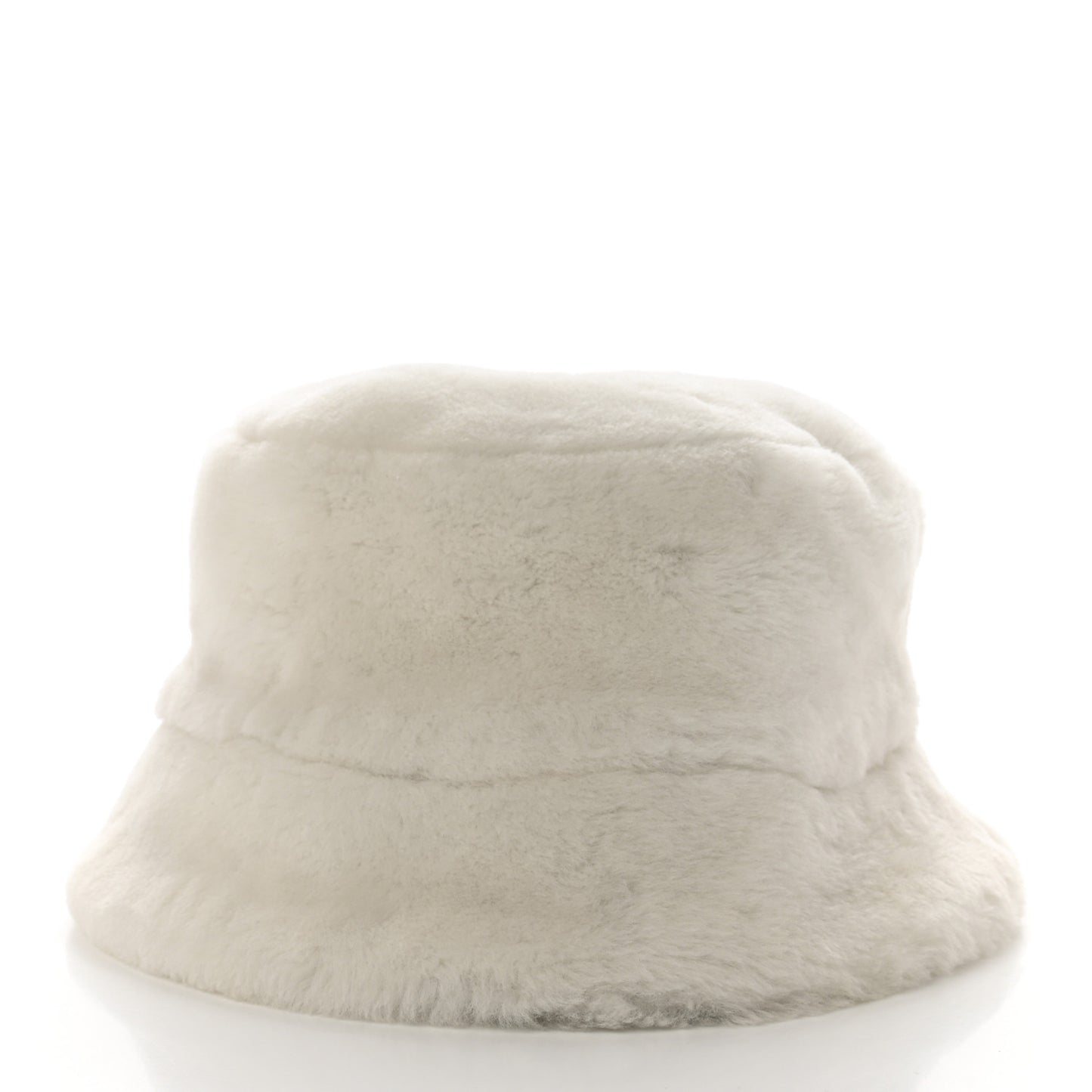 Shearling Metal Triangle Logo Womens Bucket Hat M White