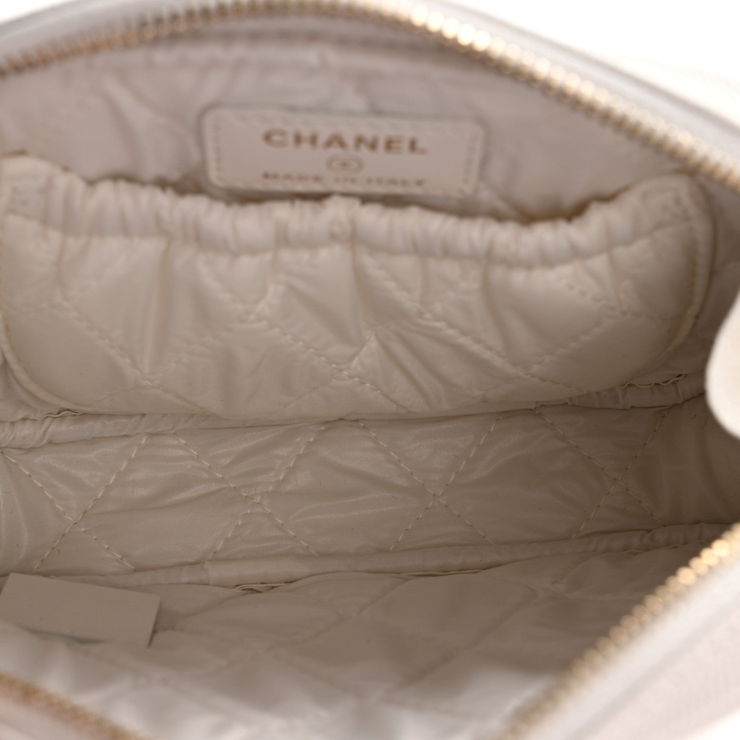 Chanel Caviar Quilted Small Curvy Pouch Cosmetic Case White 5 of 8