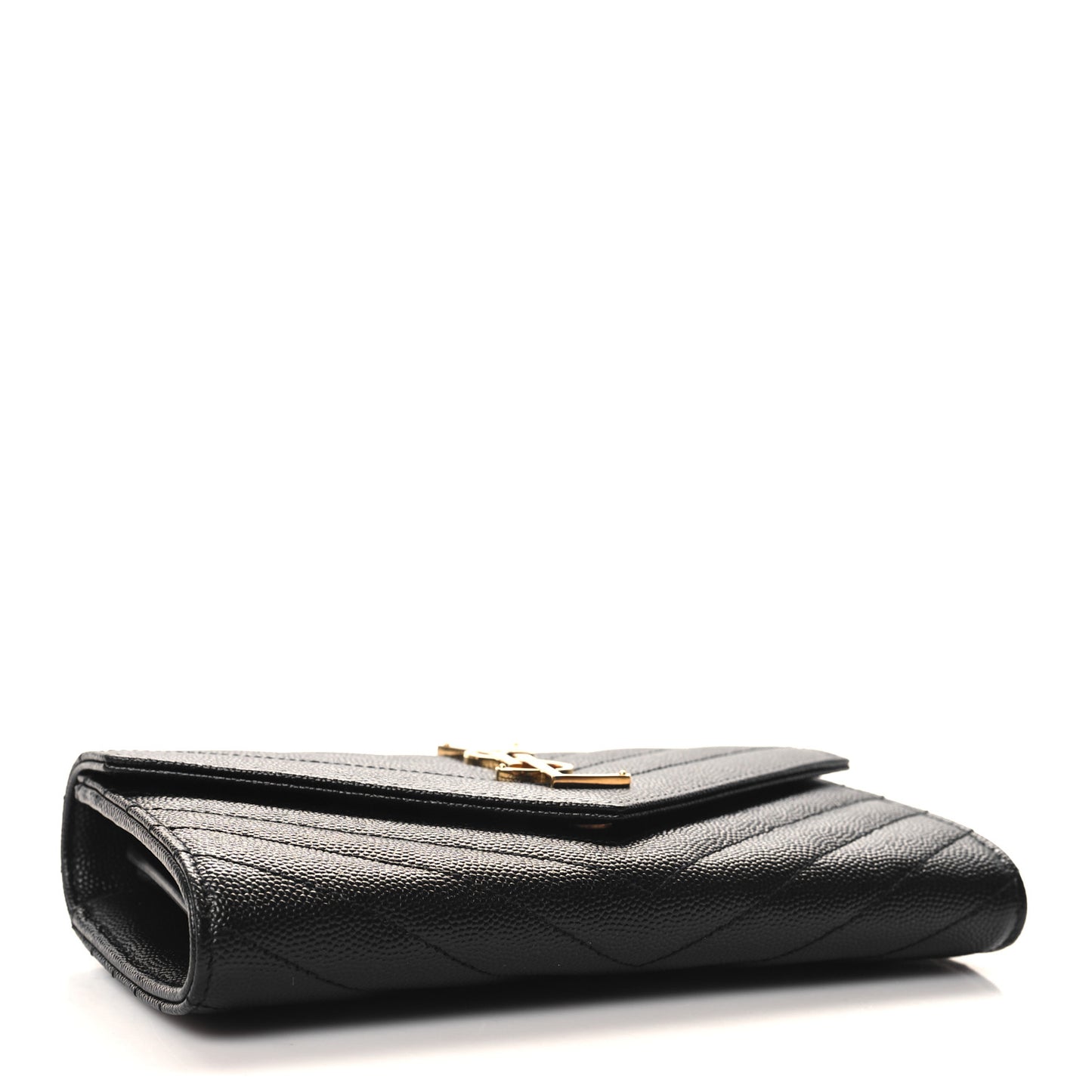 Grain De Poudre Matelasse Chevron Monogram Flap Wallet Black