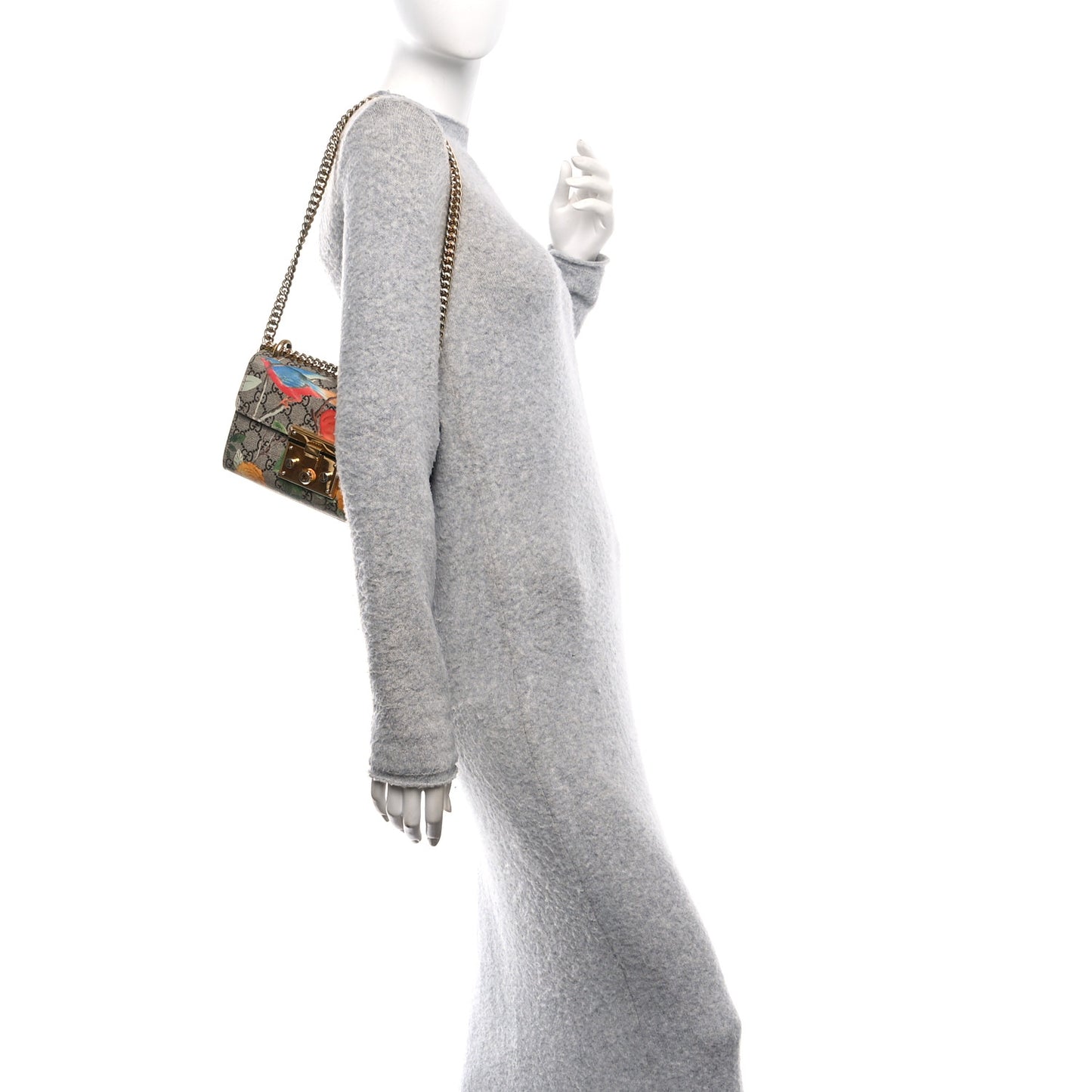 GG Supreme Monogram Tian Small Padlock Shoulder Bag Beige Multicolor New Acero