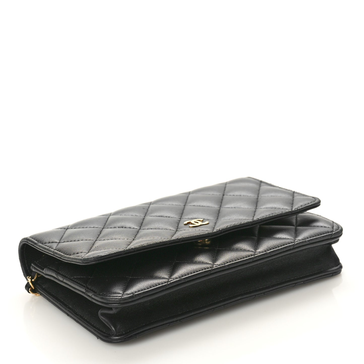 Lambskin Quilted Wallet On Chain WOC Black