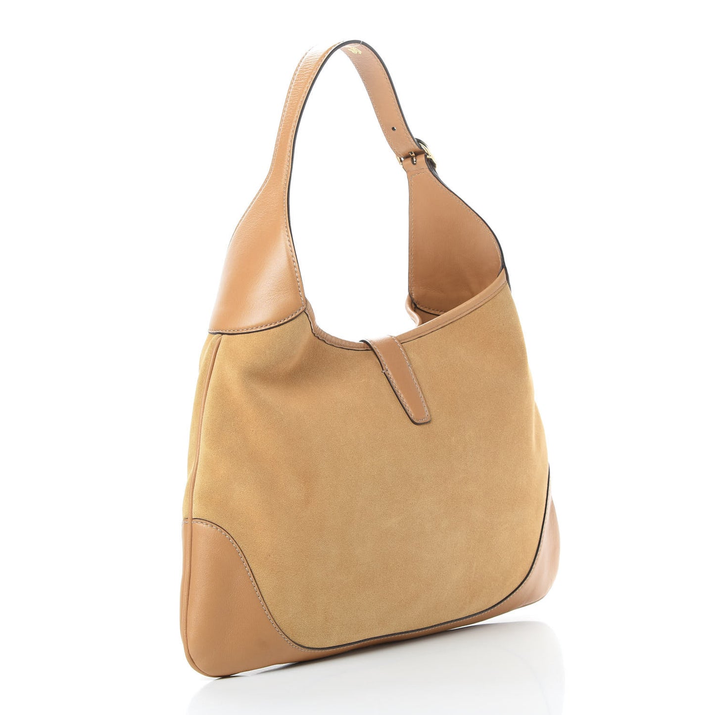 Suede Studded Jackie O Bouvier Hobo Light Brown