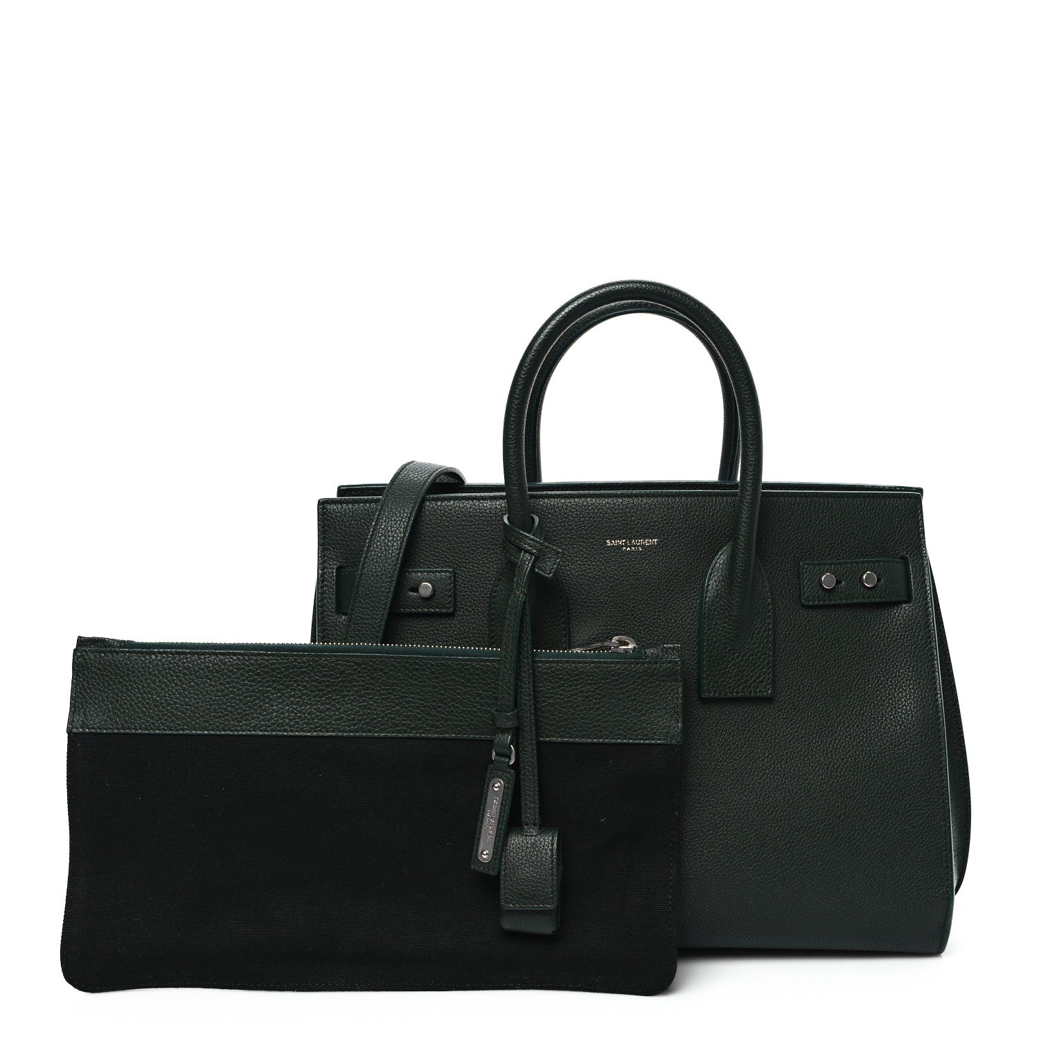 Saint Laurent Grained Calfskin Small Supple Sac De Jour Dark Vert 3 of 13