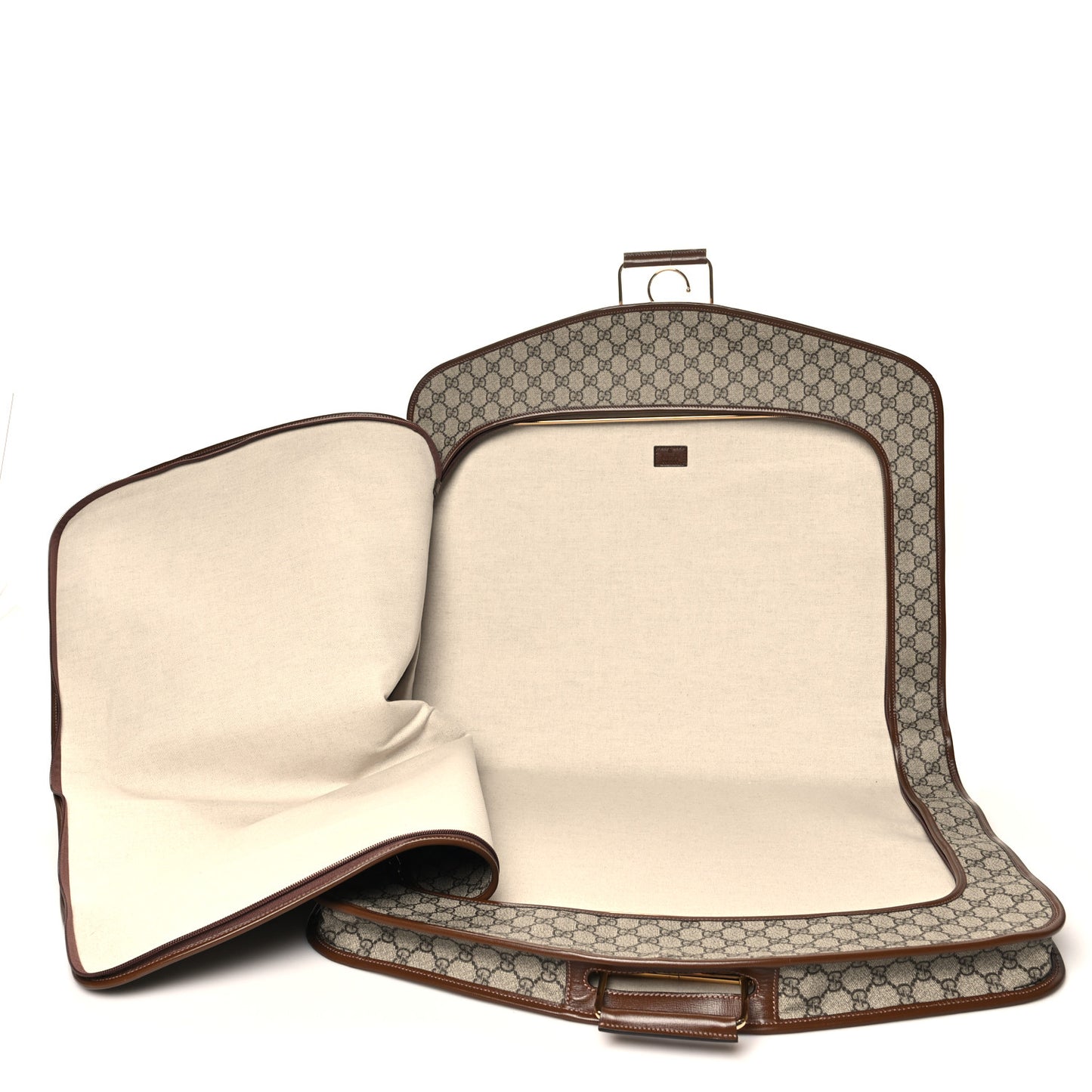 GG Supreme Monogram Azalea Calfskin Retro Interlocking G Hanger Garment Bag Beige Ebony Brown Sugar