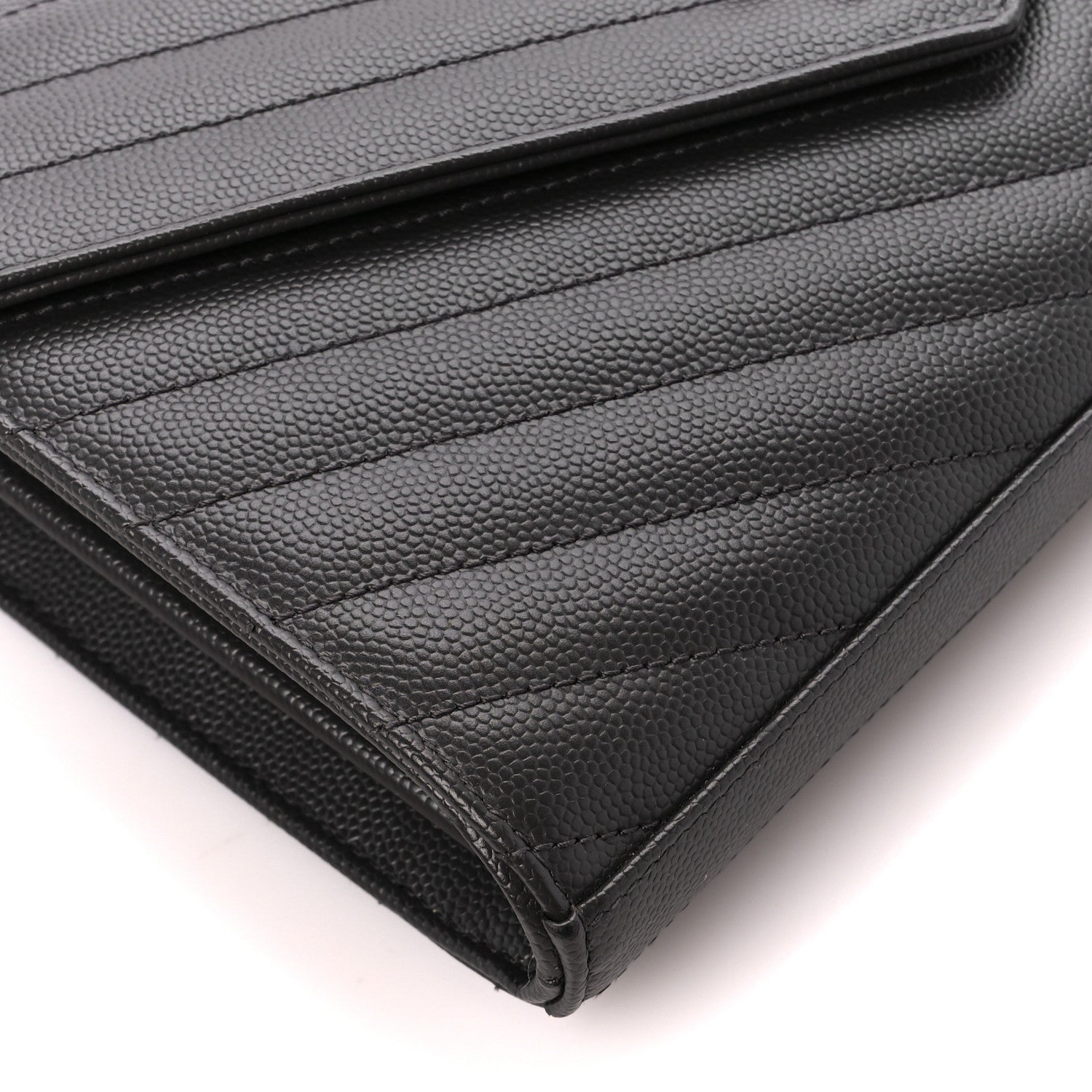 Saint Laurent Grain De Poudre Matelasse Chevron Monogram Chain Wallet Earth 9 of 10