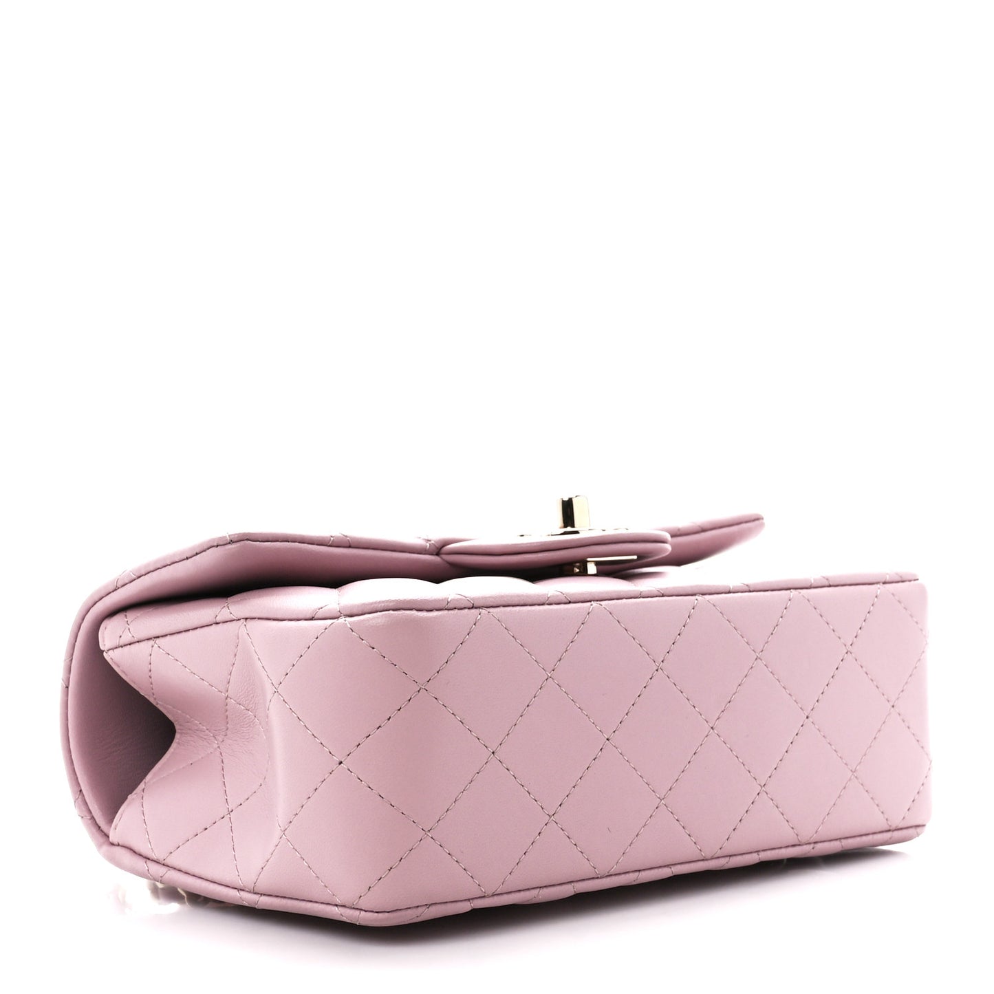 Lambskin Quilted Mini Top Handle Rectangular Flap Light Pink