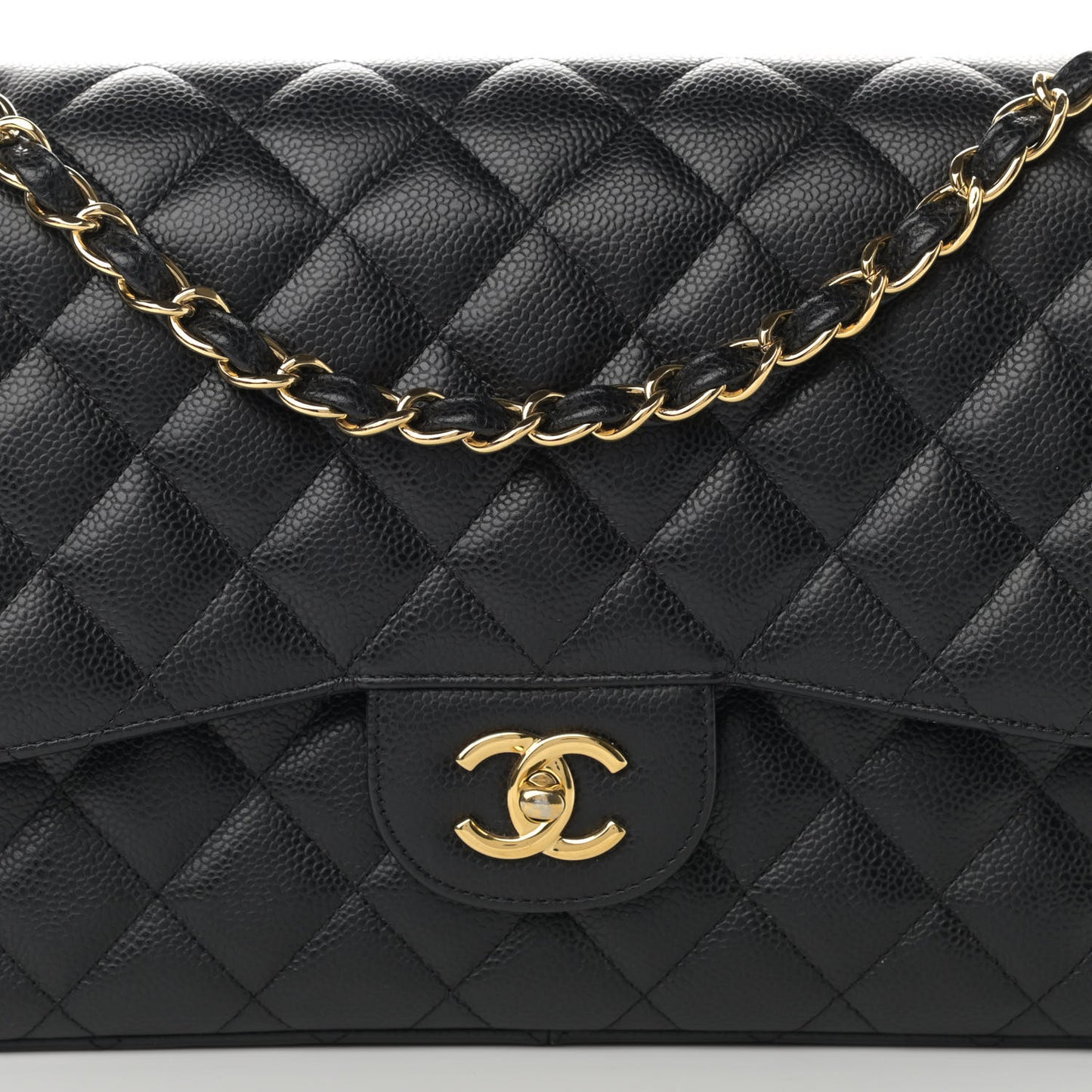 Caviar Quilted Jumbo Double Flap Black