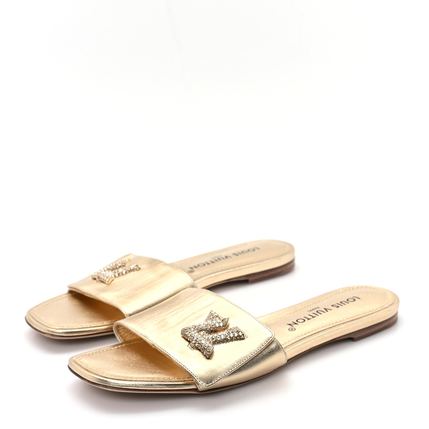 Metallic Calfskin Shake Flat Sandal 40 Gold