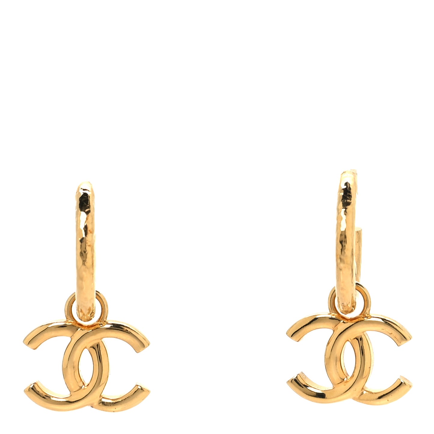 CC Hoop Drop Earrings Gold