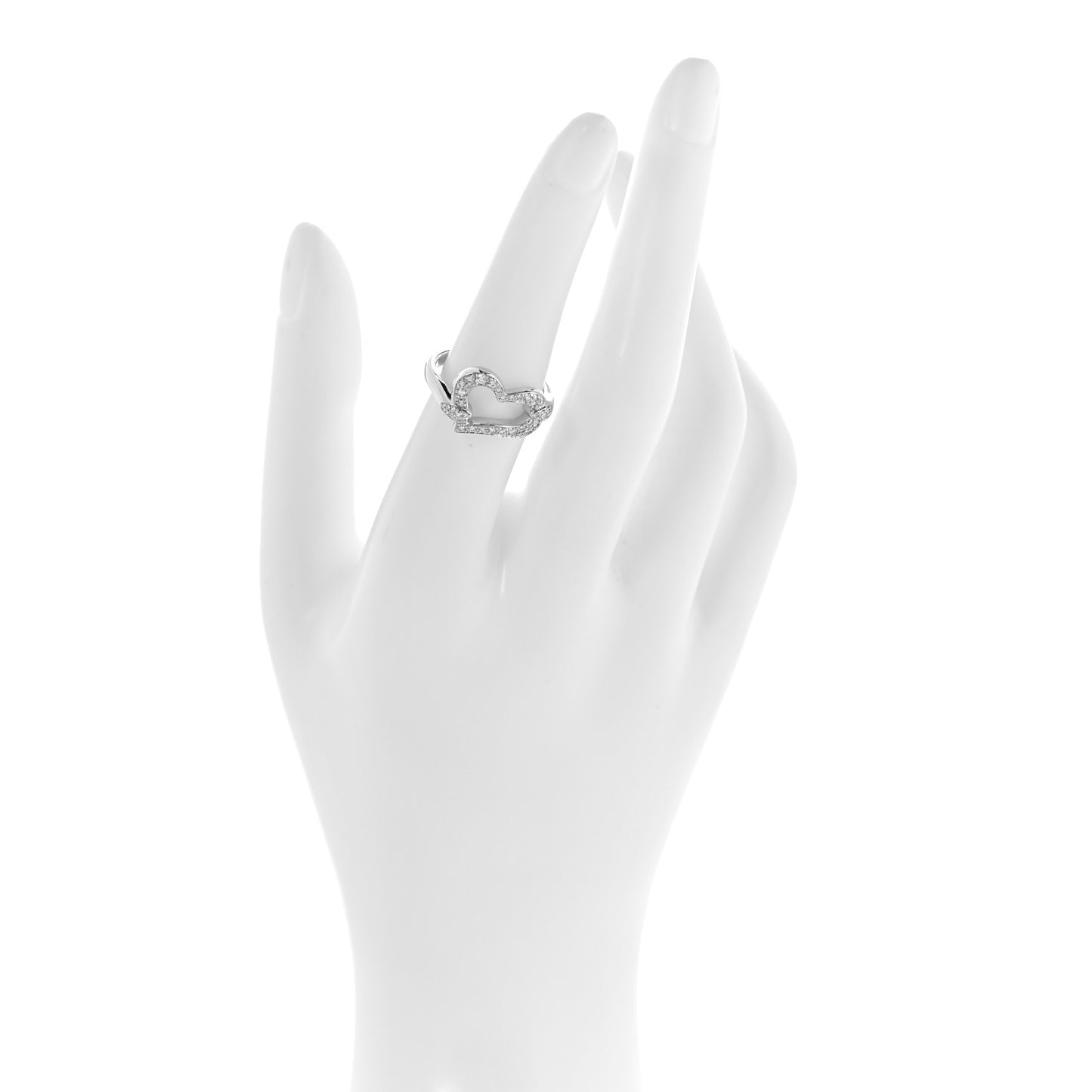 18K White Gold Diamond Heart Ring 54 6.75