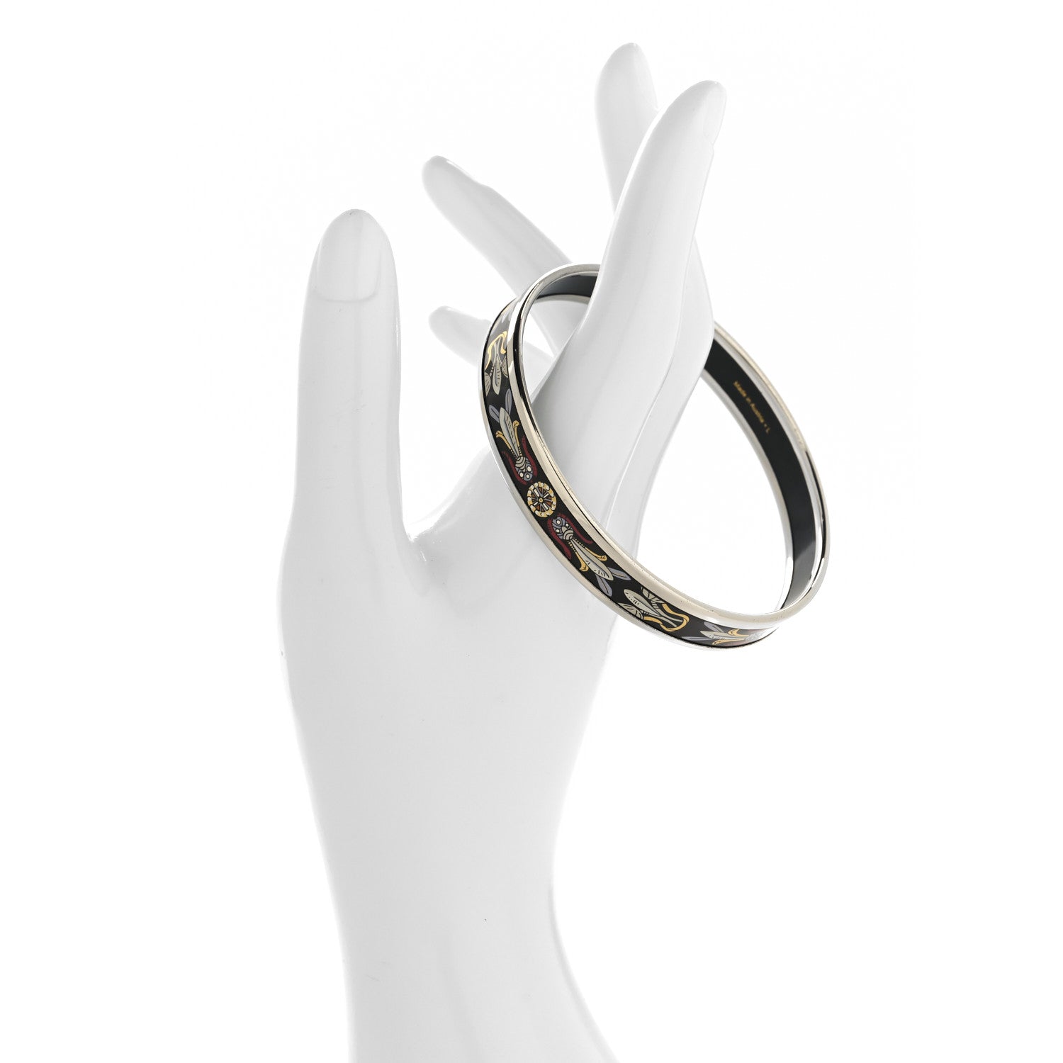 Hermes Enamel Printed Narrow Dreamcatchers Bracelet 70 Black 2 of 6