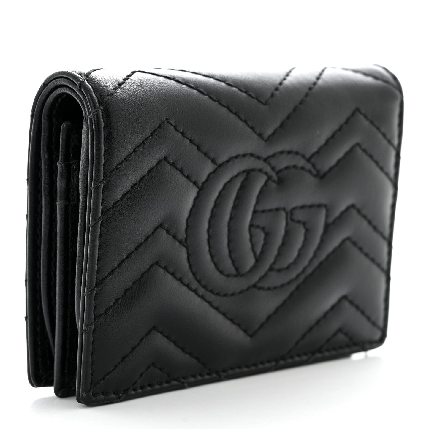 Calfskin Matelasse GG Marmont Card Case Wallet Black