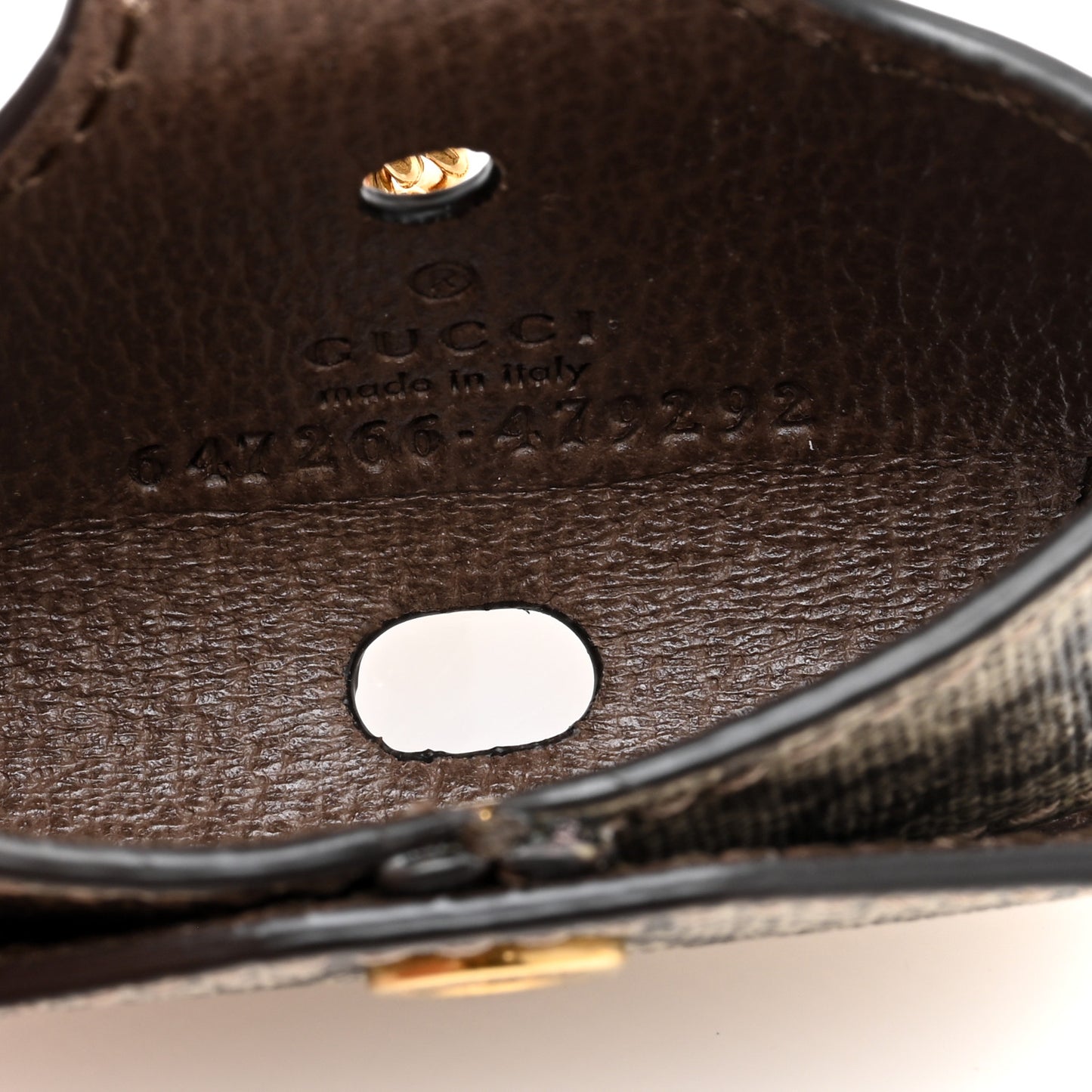 GG Supreme Monogram AirPods Case Necklace Beige Ebony