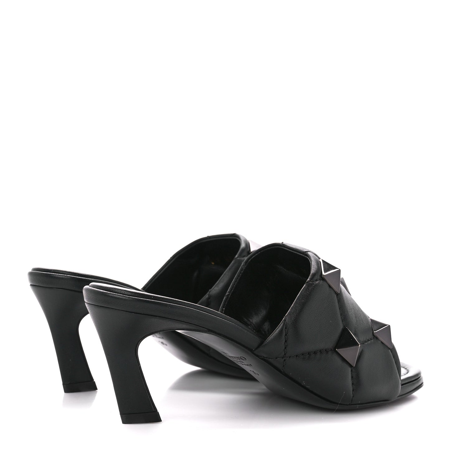Nappa Quilted Monochrome Roman Stud 65mm Slide Sandals 35 Black