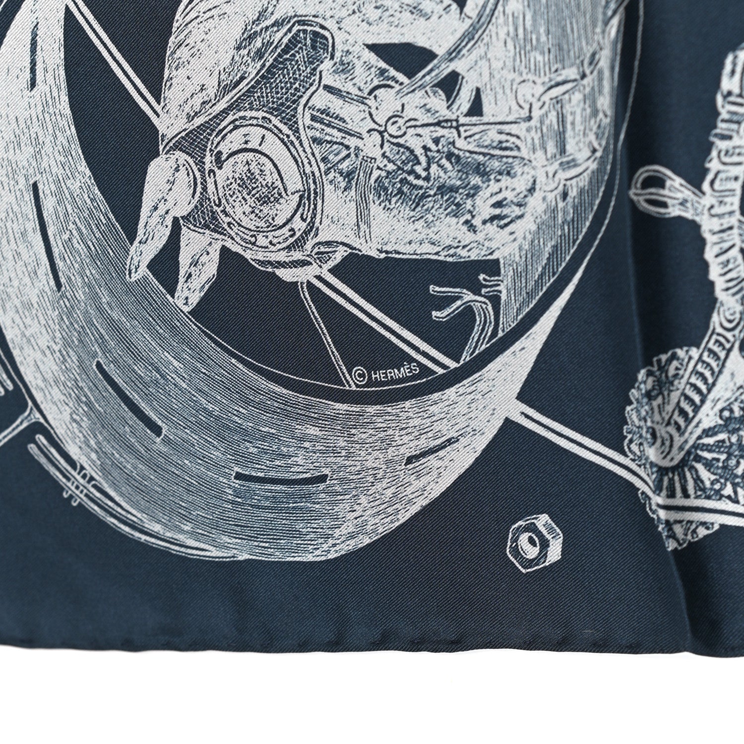 Hermes Silk Double Face Route 24 Scarf 90 Bleu Jean Marine 5 of 9