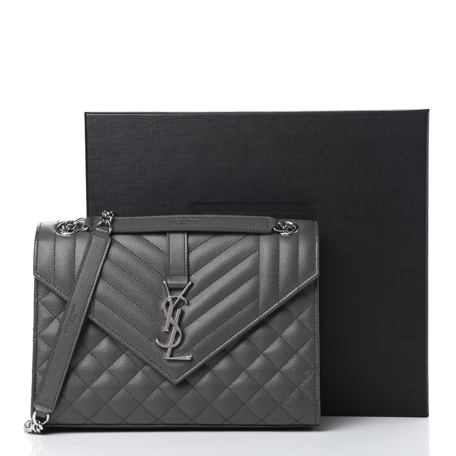 Saint Laurent Grain De Poudre Textured Mixed Matelasse Medium Triquilt Monogram Satchel Earth 10 of 10