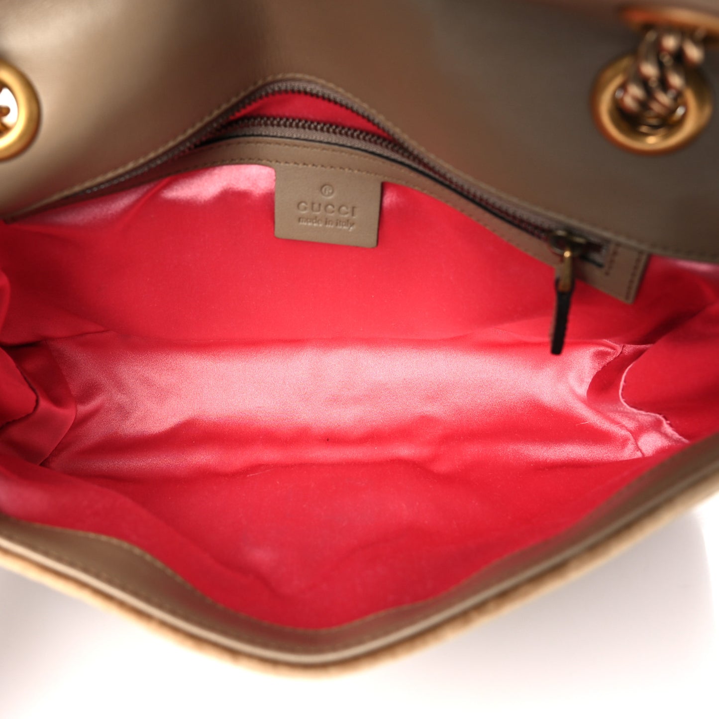 Velvet Matelasse Small GG Marmont Shoulder Bag Taupe