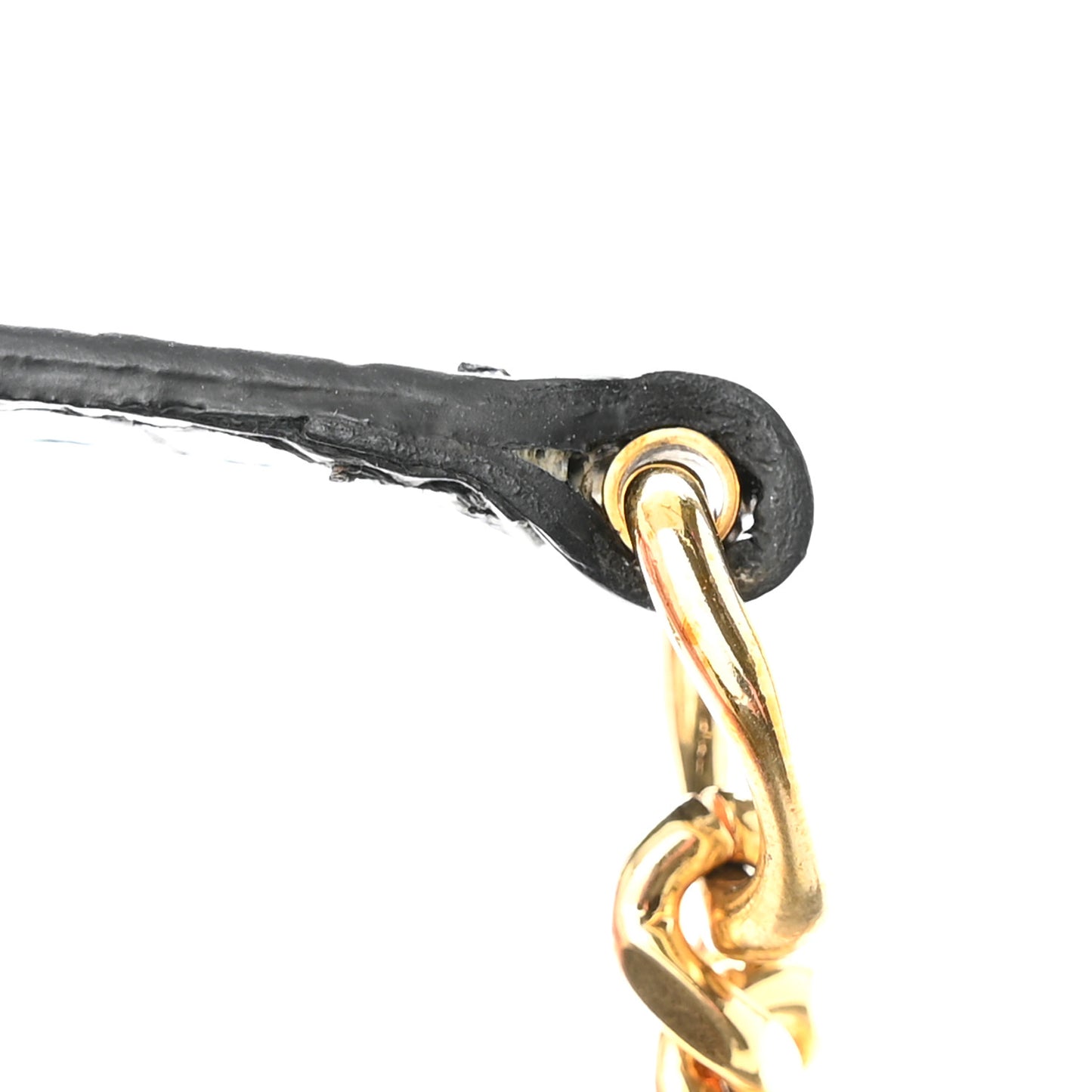 SAINT LAURENT Calfskin Crocodile Embossed Kate Monogram Tassel Chain Wallet Black