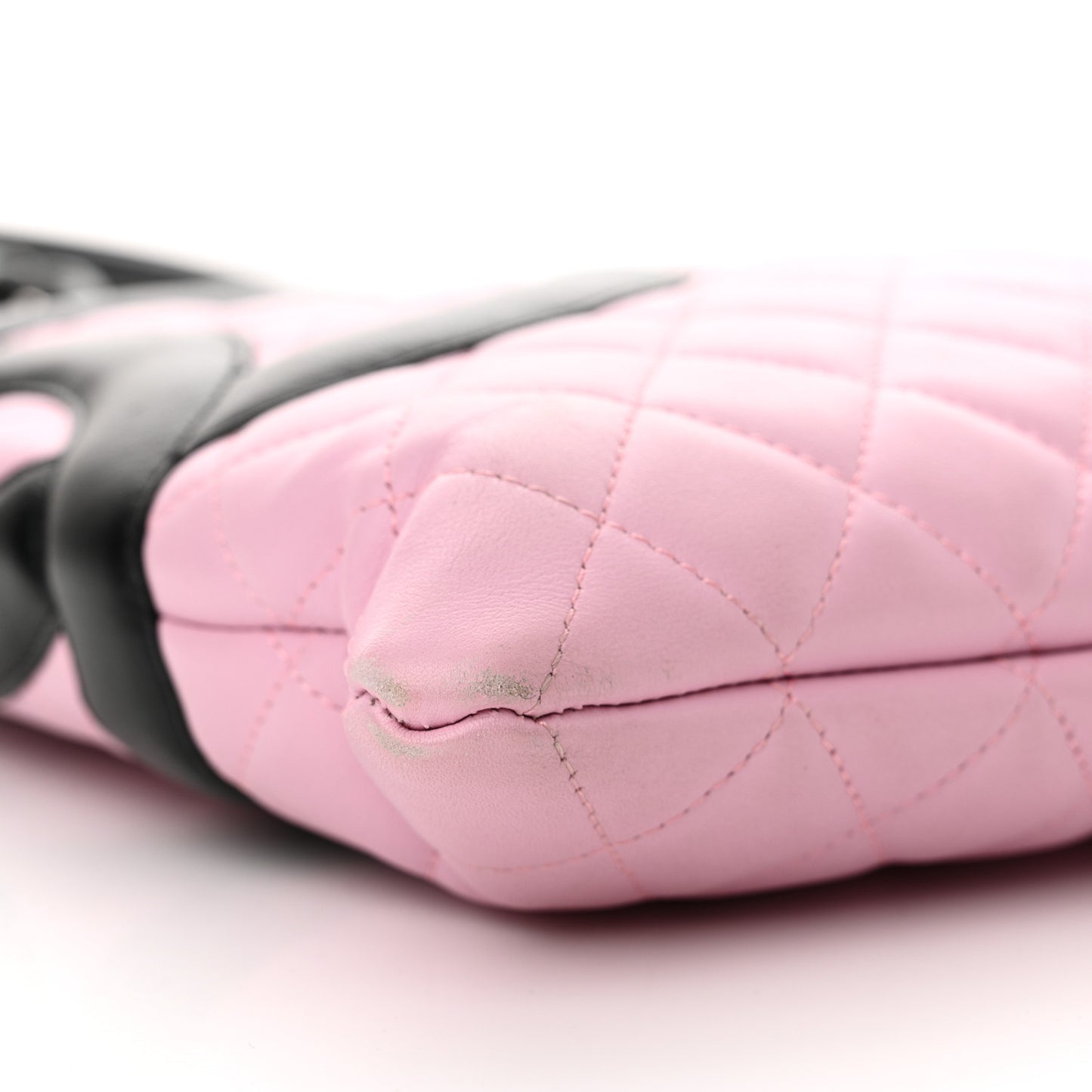 Calfskin Quilted Cambon Flat Tote Pink Black