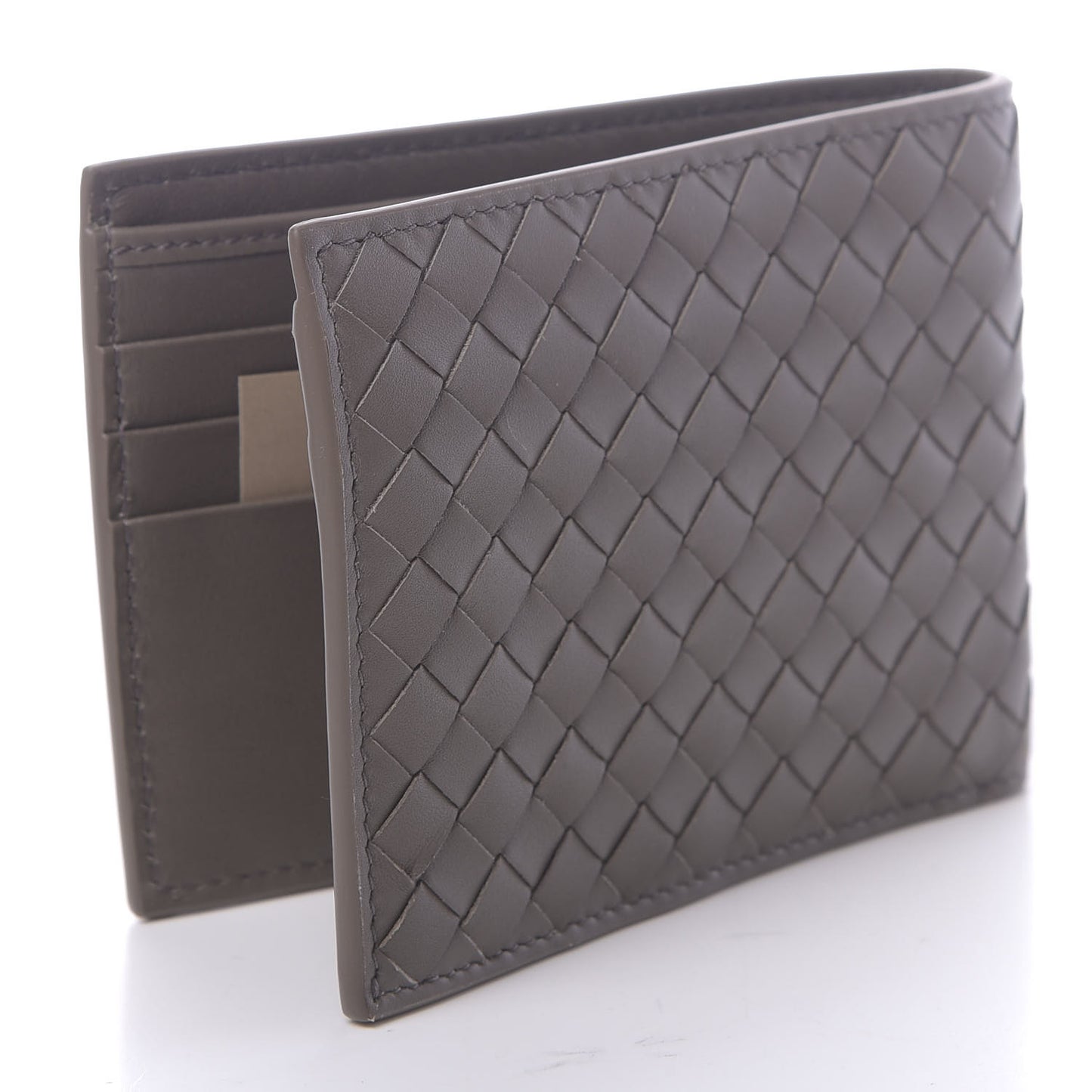 Nappa Intrecciato Coin Purse Bi-Fold Wallet Grey