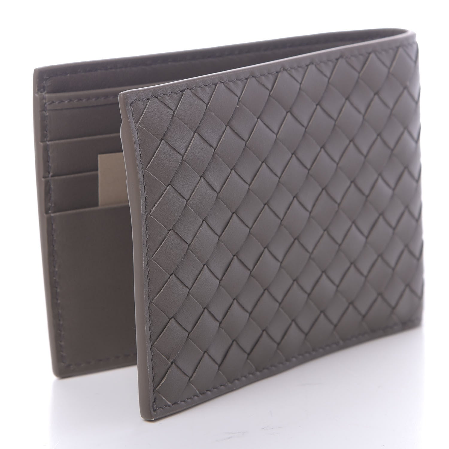 Bottega Veneta Nappa Intrecciato Coin Purse Bi-Fold Wallet Grey 3 of 7