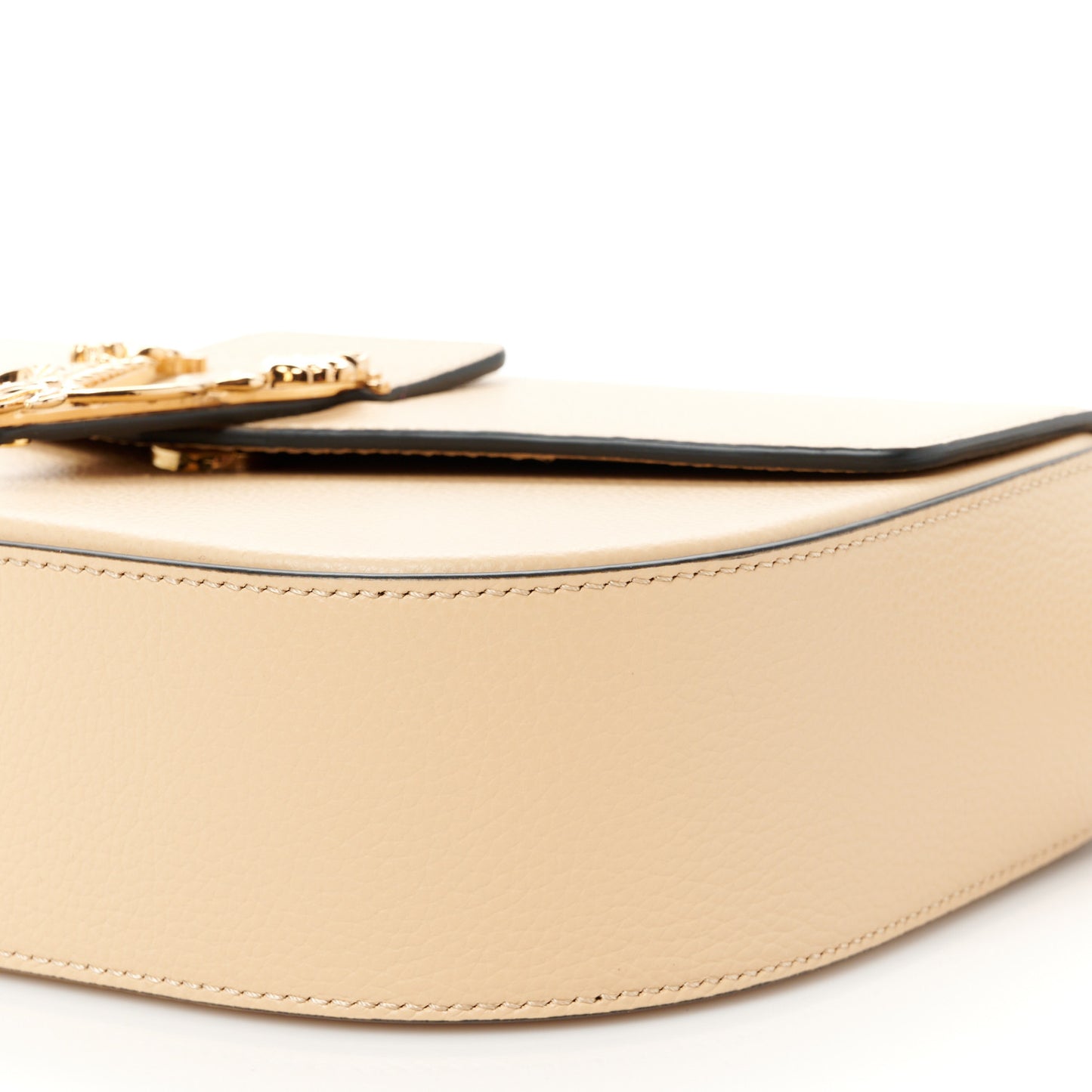 Grained Calfskin Virtus Crossbody Bag Beige