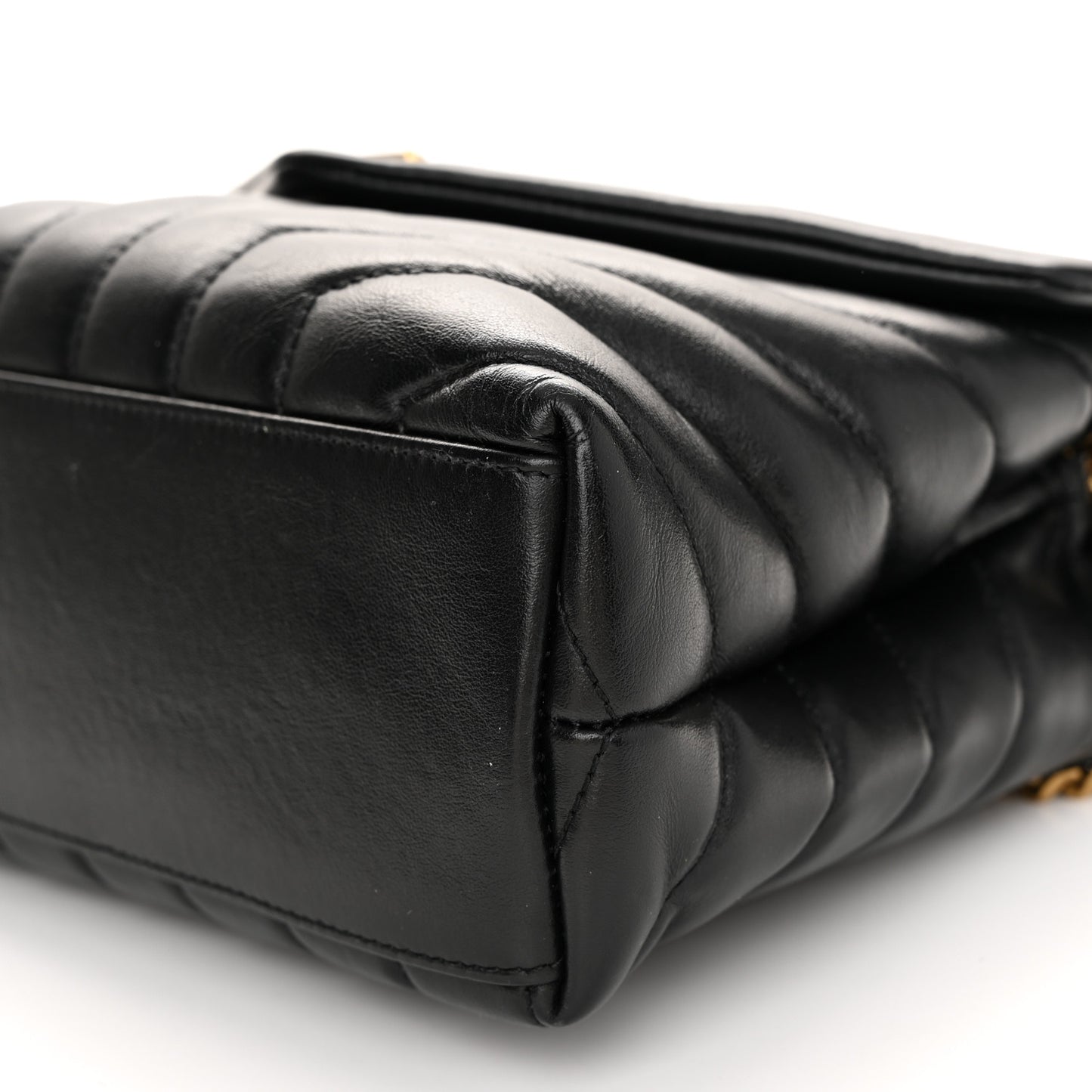 Calfskin Y Quilted Monogram Small Loulou Chain Satchel Black