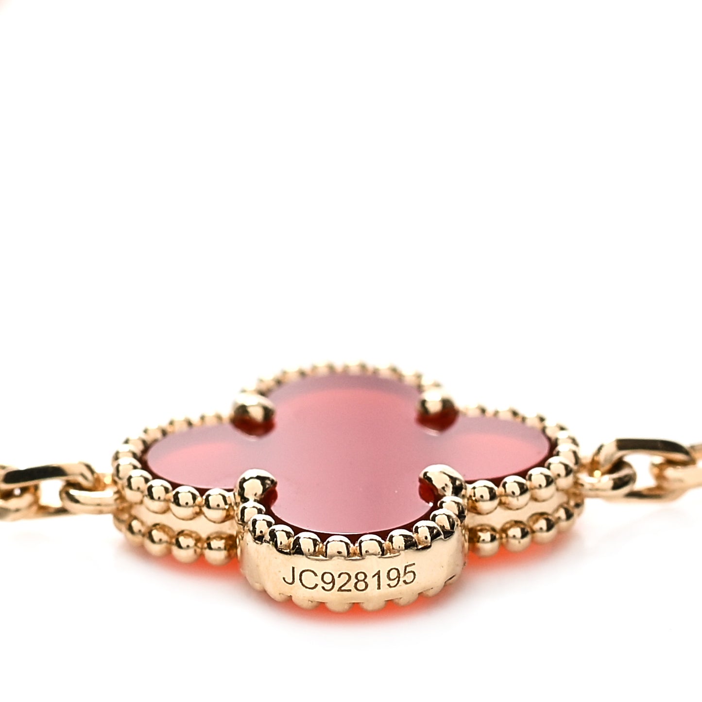 18K Yellow Gold Carnelian 5 Motifs Vintage Alhambra Bracelet