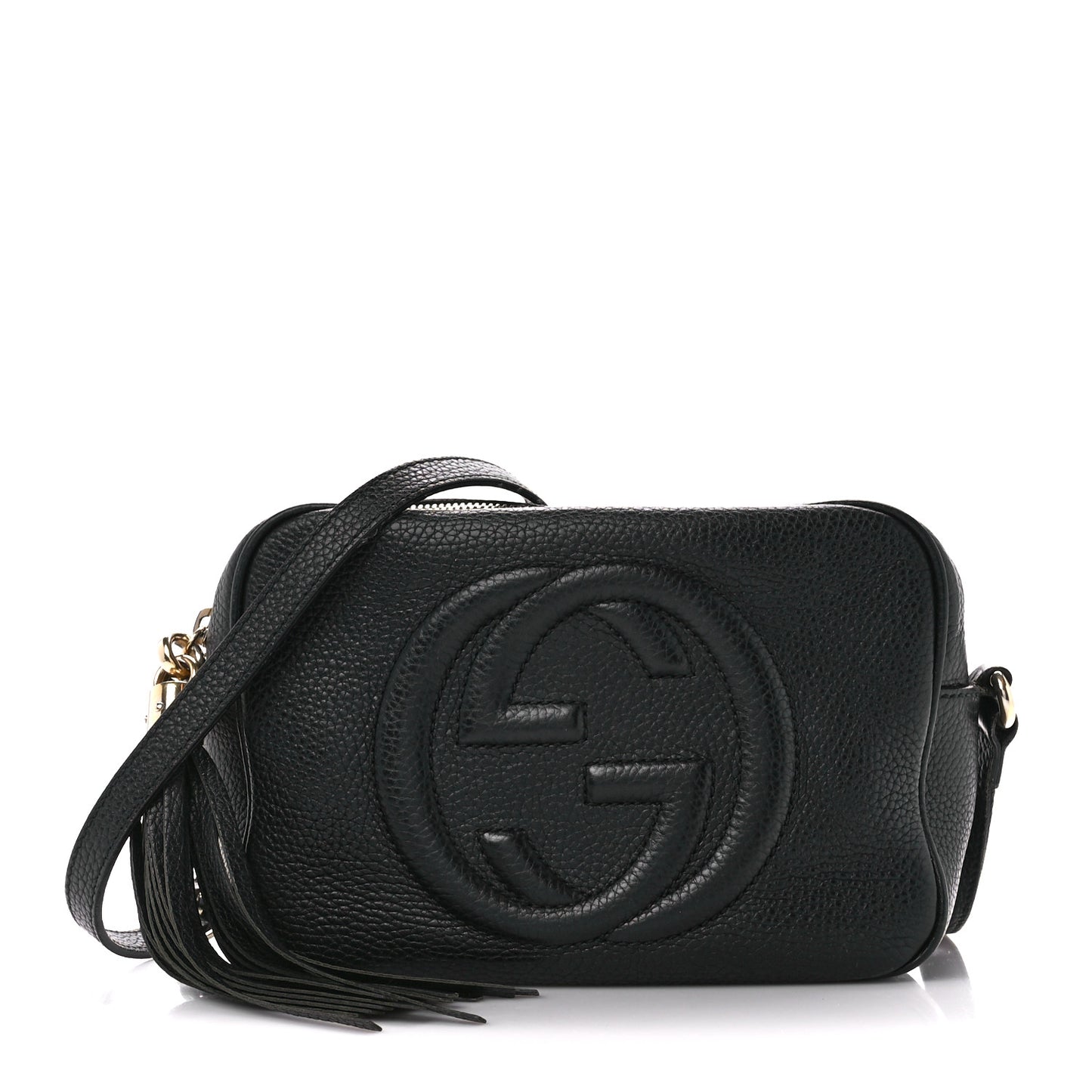 Pebbled Calfskin Small Soho Disco Bag Black