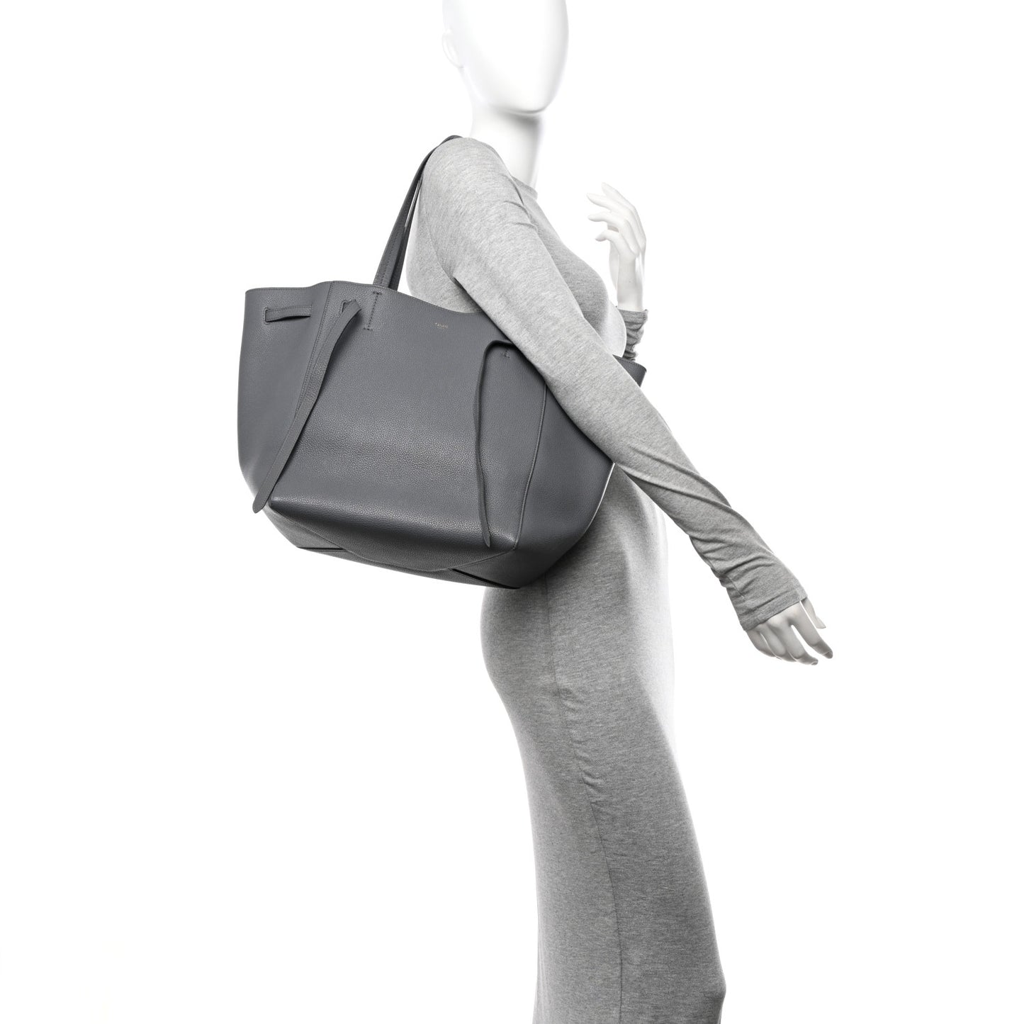 Soft Grained Calfskin Small Belt Cabas Phantom Medium Grey