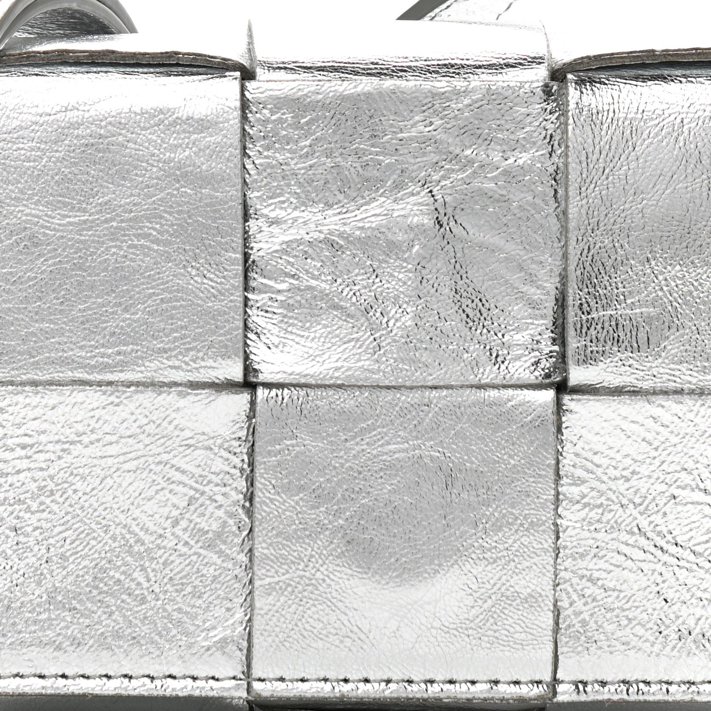 Metallic Lambskin Maxi Intrecciato Extra Mini Cassette Crossbody Bag Silver