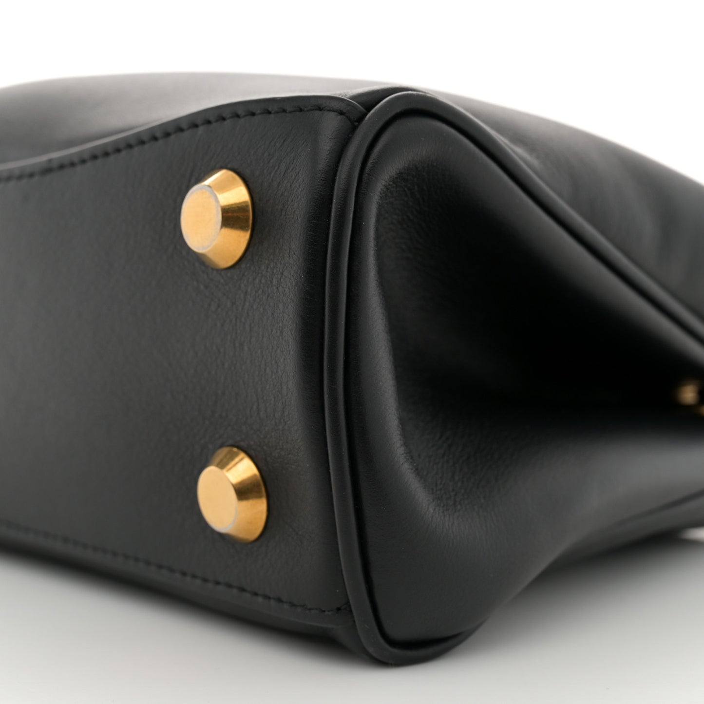 Natural Smooth Calfskin Mini Rodeo Top Handle Handbag Black