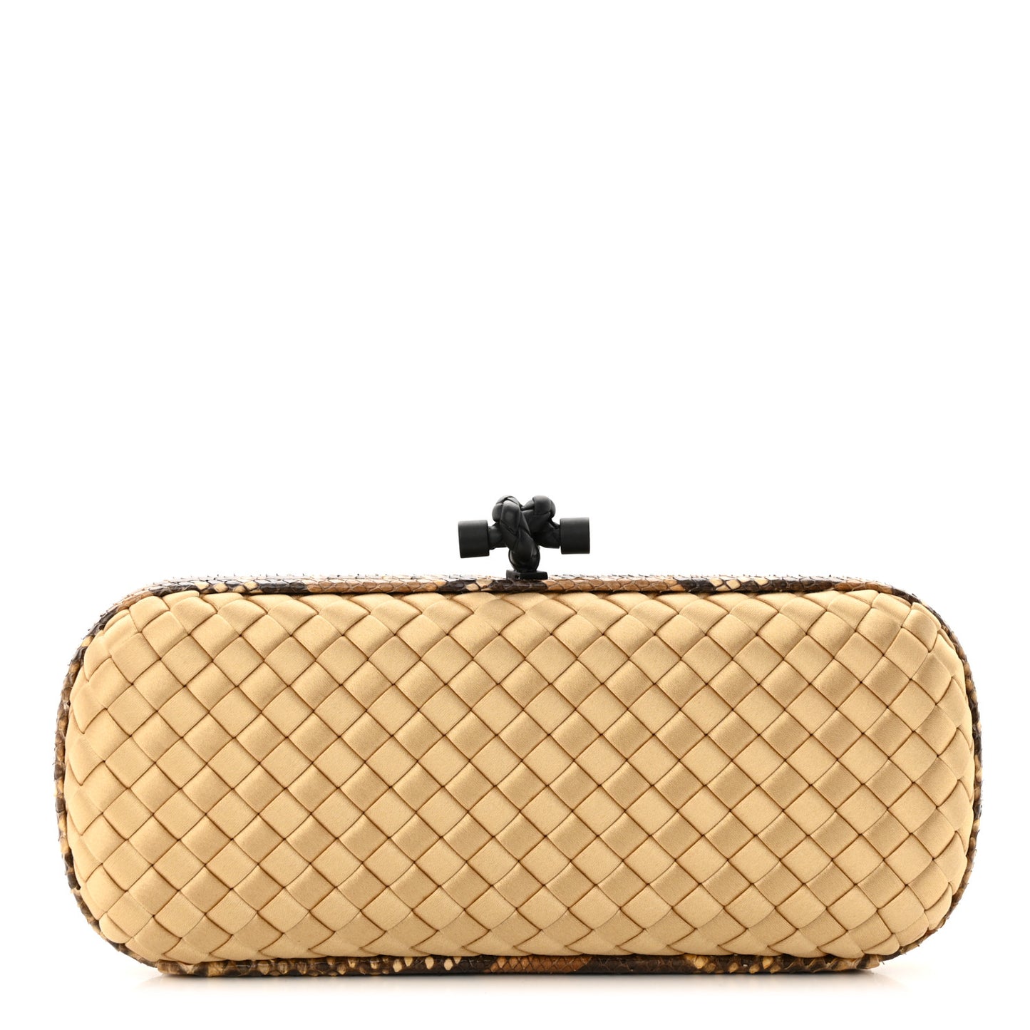 Satin Intreccio Impero Ayers Stretch Knot Clutch Camel