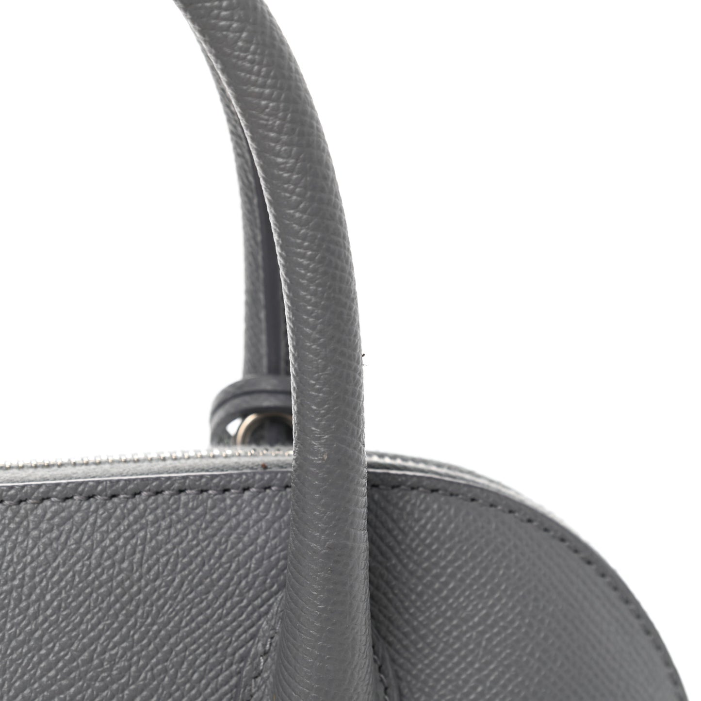 Grained Calfskin S Ville Top Handle Bag Gris Glace