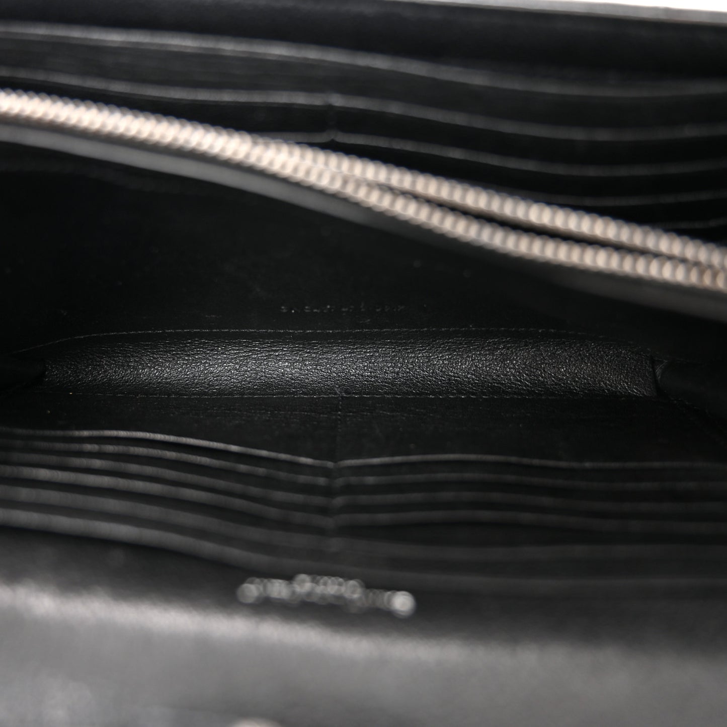 Sheepskin Tri-Quilt Monogram Envelope Chain Wallet Black