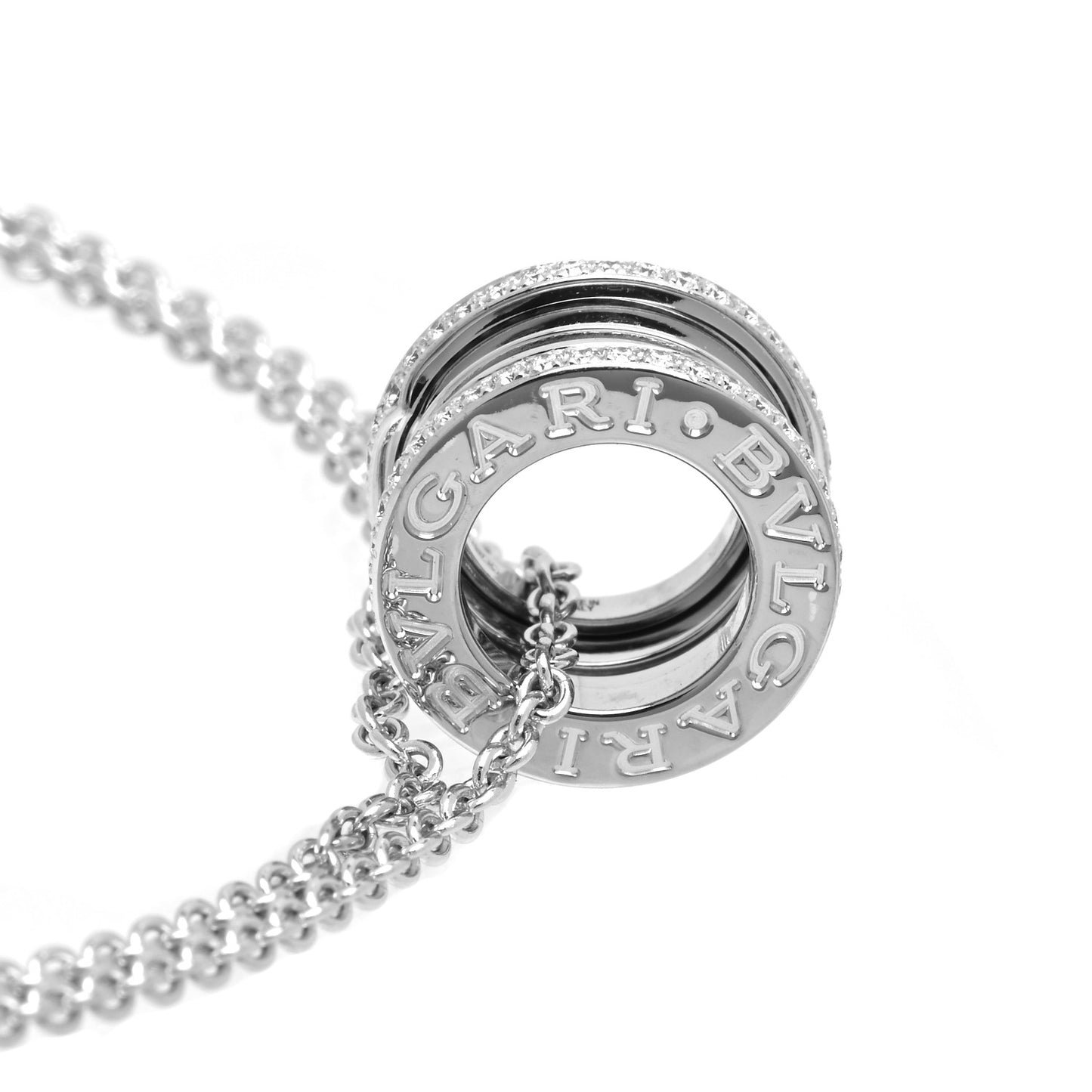 18K White Gold Diamond B.Zero1 Pendant Necklace