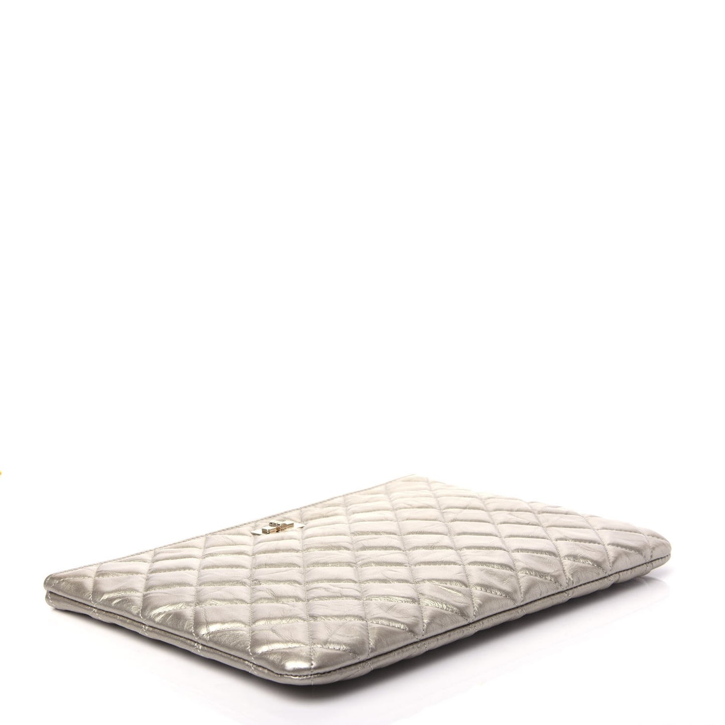 Metallic Aged Calfskin Quilted Medium 2.55 Reissue Cosmetic Case Gold