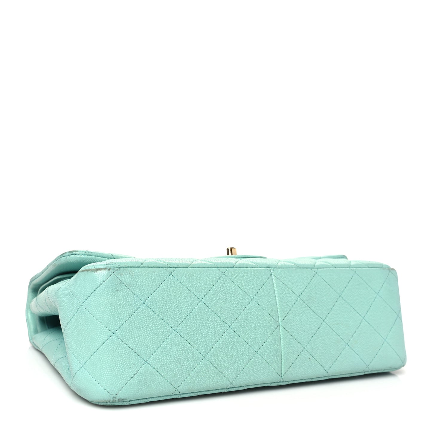 Caviar Quilted Jumbo Double Flap Light Green