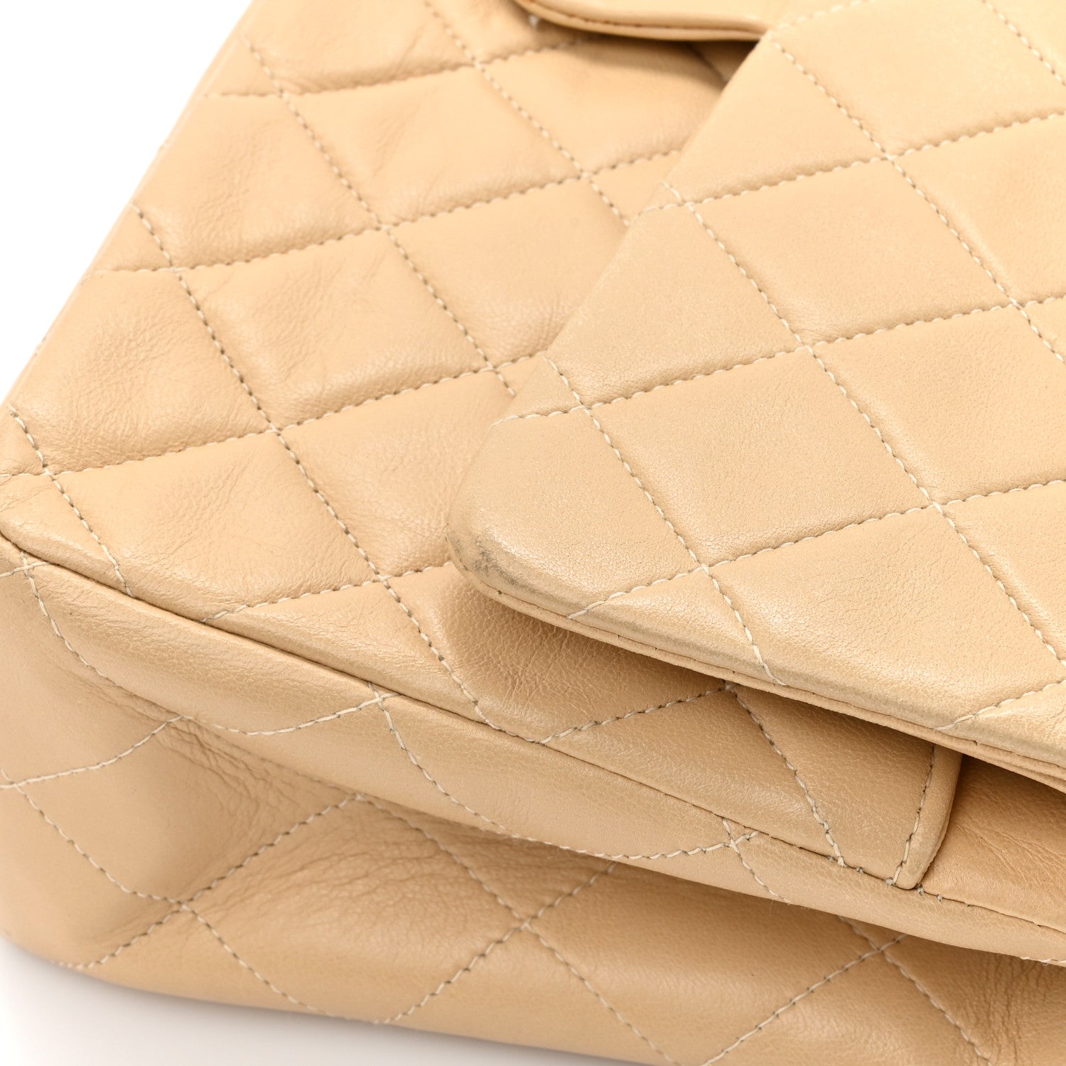 Chanel Lambskin Quilted Medium Double Flap Beige 15 of 17