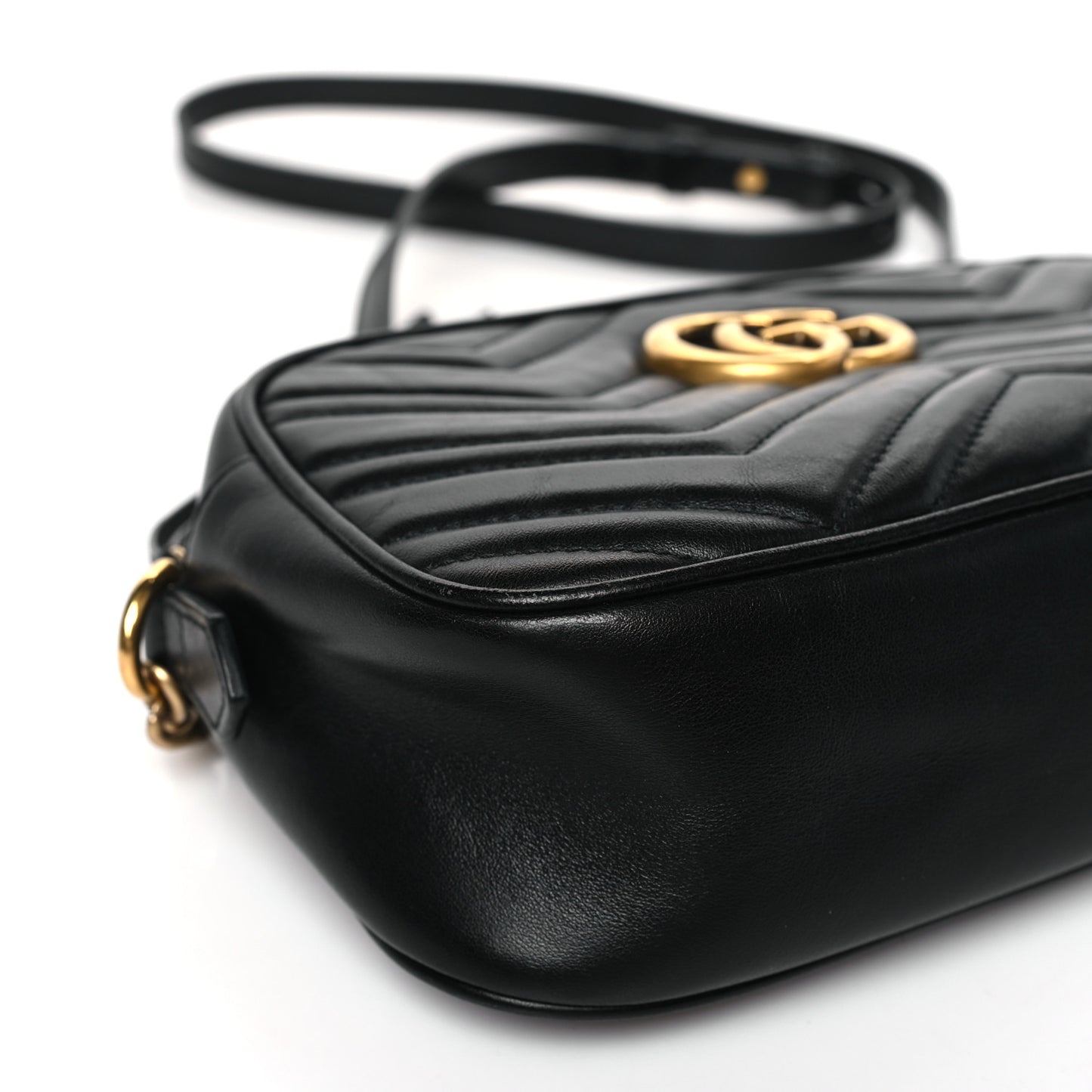 Calfskin Matelasse Small GG Marmont Chain Shoulder Bag Black
