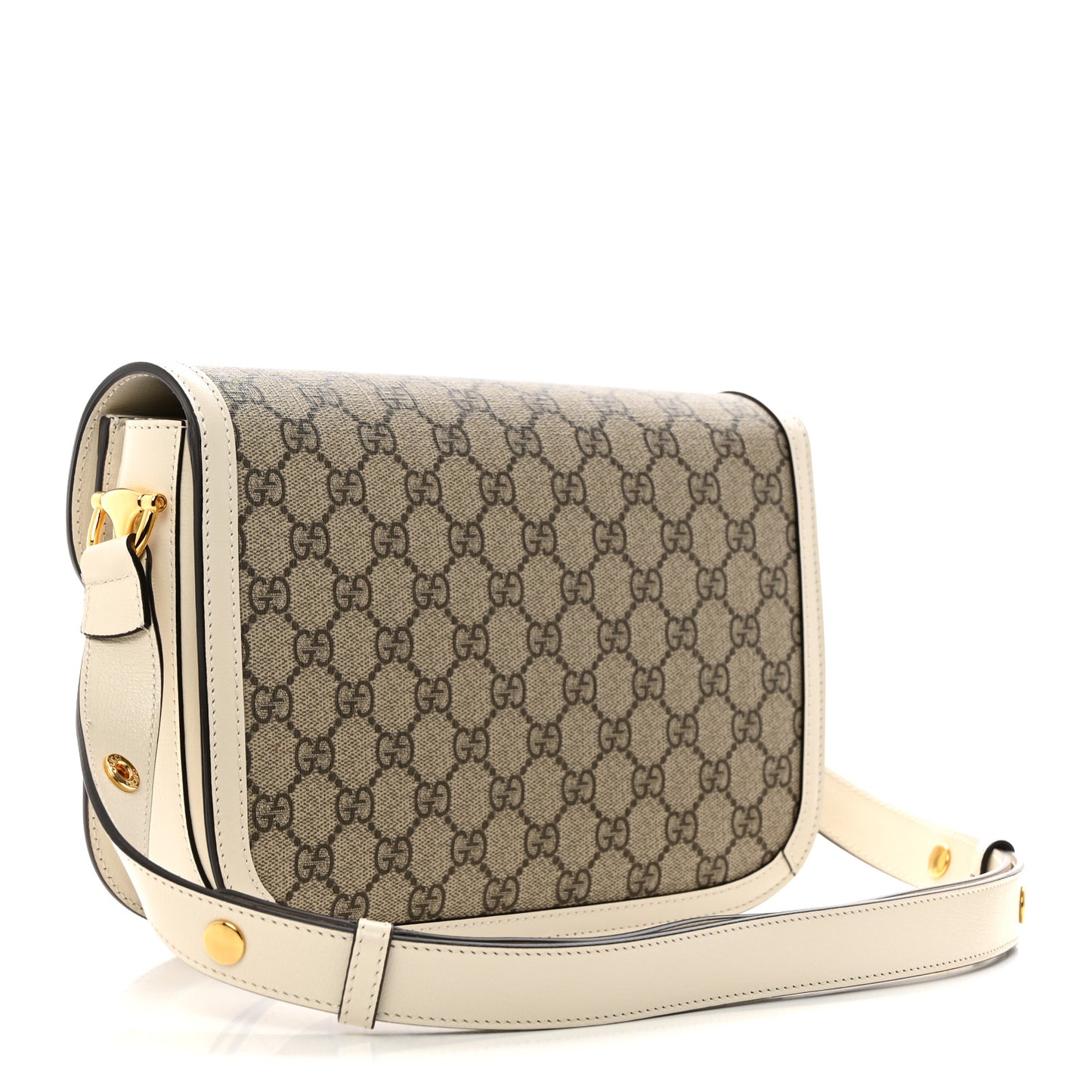 GG Supreme Monogram Horsebit 1955 Shoulder Bag Beige Mystic White