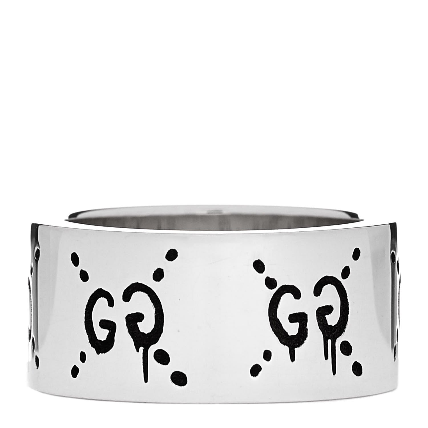 Gucci Sterling Silver GucciGhost Hamlet Skull Band Ring 49 5 3 of 6
